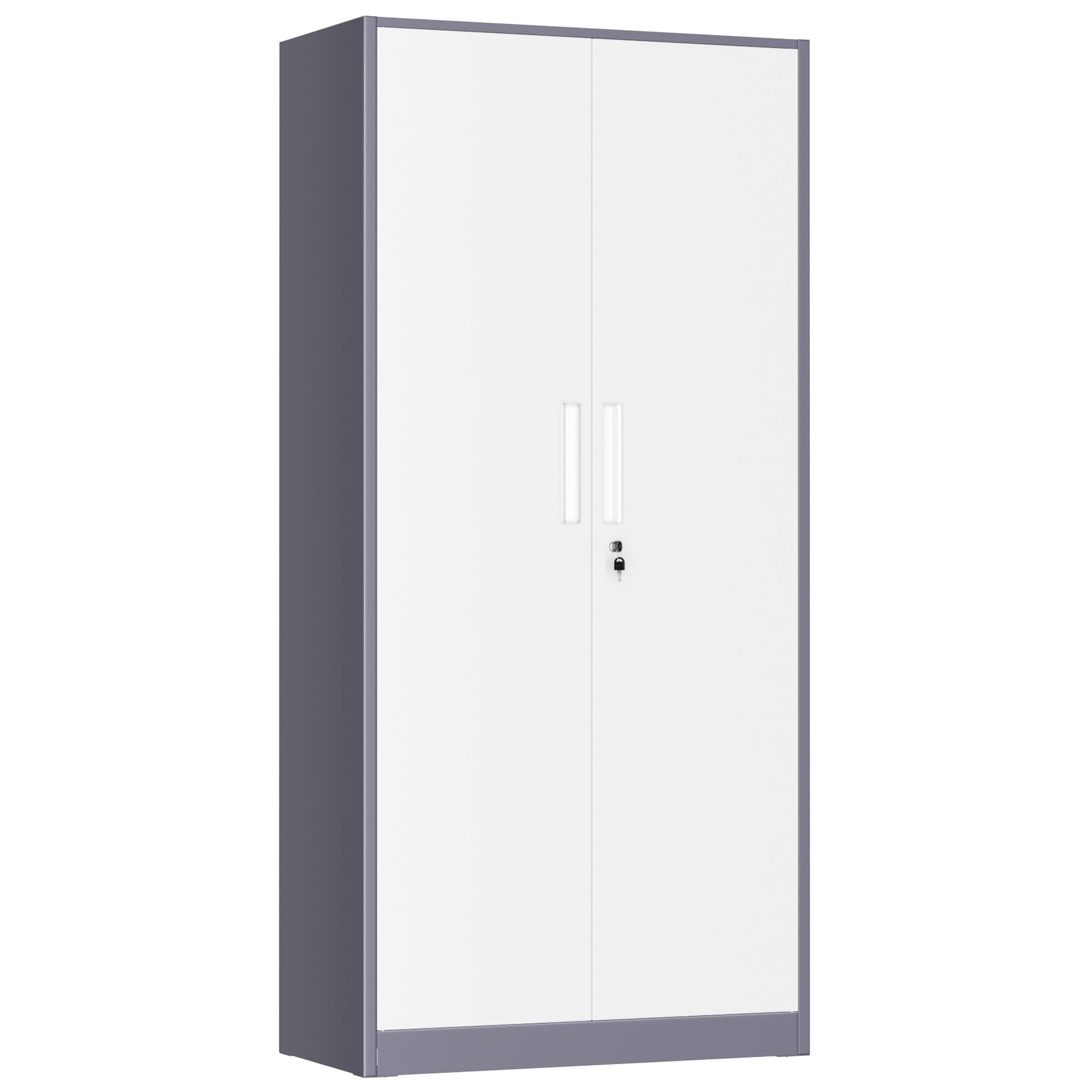Greenvelly Metal Storage Cabinet, 72" Black Steel Garage Cabinet with Doors and Adjustable Shelves, Metal Cabinet with Lock,Garage Cabinets and Storage System for Garage,Home Office,School