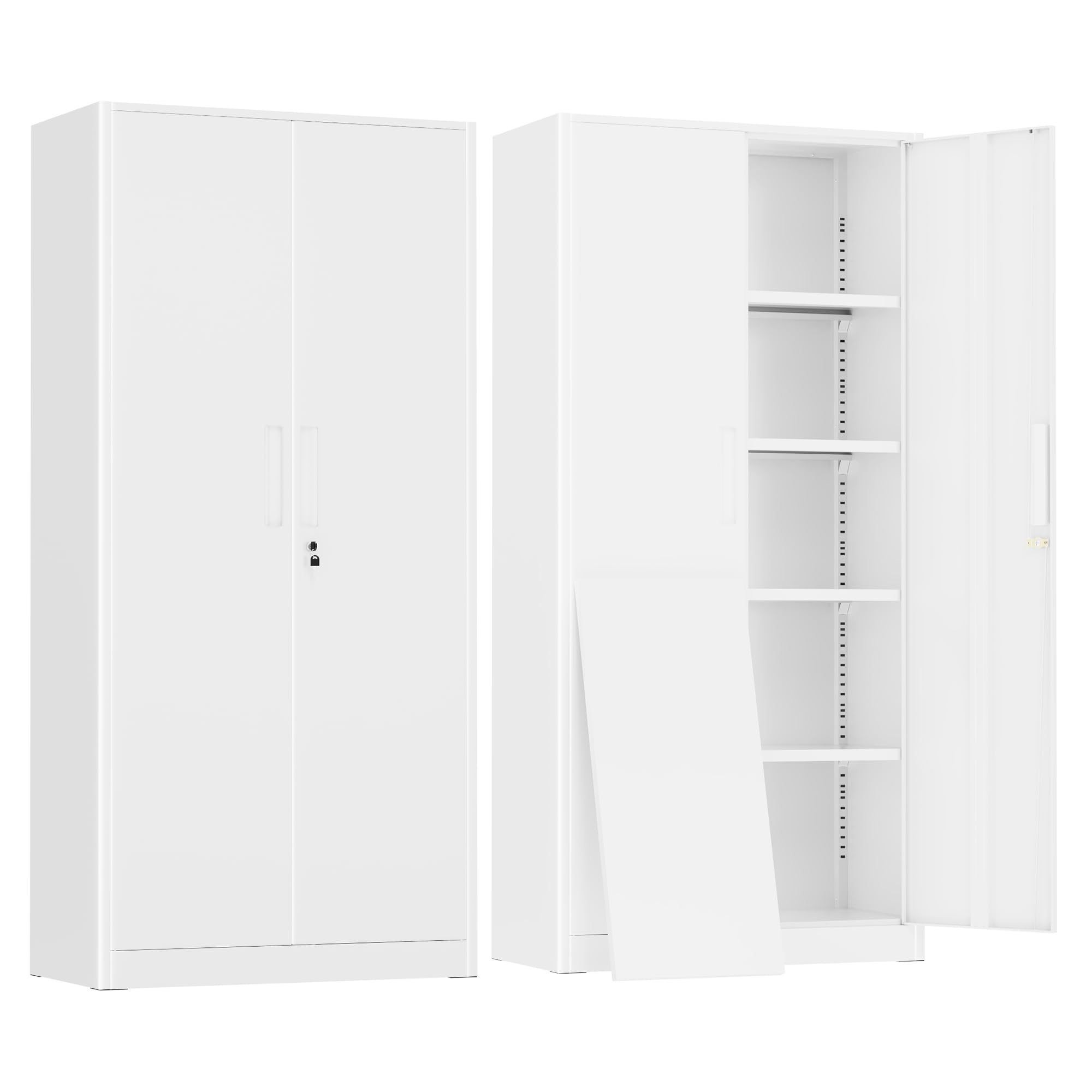 Greenvelly Metal Storage Cabinet, 72" Black Steel Garage Cabinet with Doors and Adjustable Shelves, Metal Cabinet with Lock,Garage Cabinets and Storage System for Garage,Home Office,School