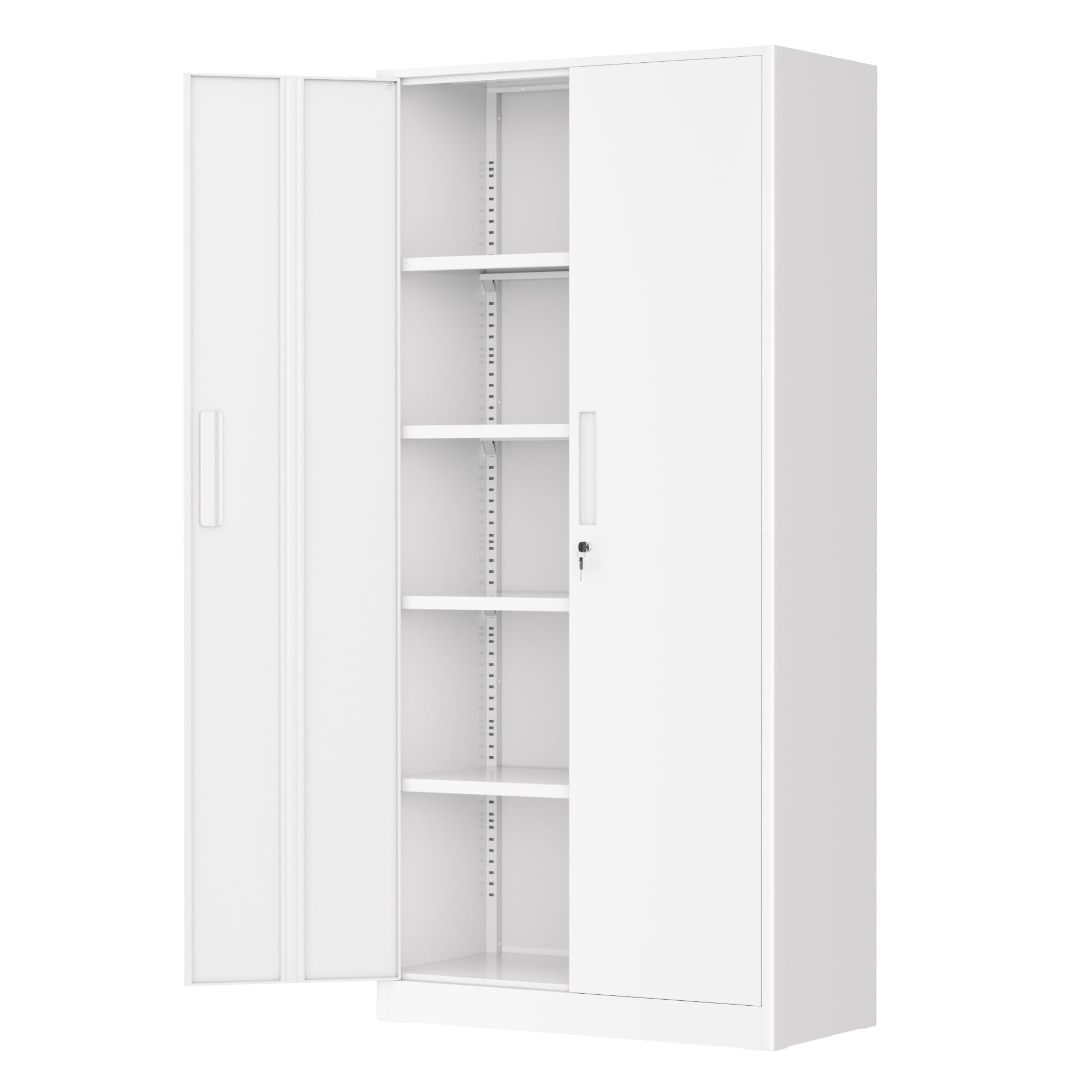 Greenvelly 72" H Metal Storage Cabinet, 36" W x 18" D Black Locking Metal Cabinet Garage Storage Cabinet with Doors and 4 Adjustable Shelves, Lockable Steel Cabinets for Home Office, Garage, School
