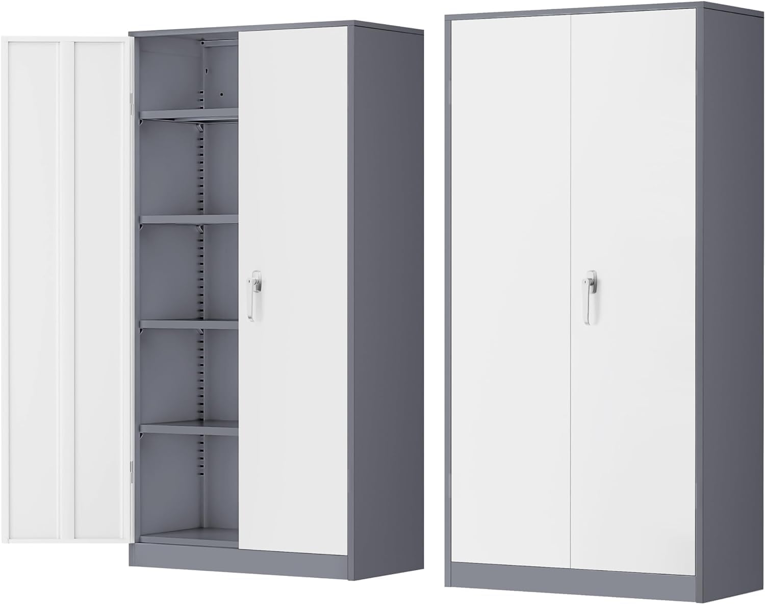 INTERGREAT Black Metal Storage Cabinet, 72" Locking Steel Cabinets with 2 Door and 4 Adjustable Shelves, Tall Metal Cabinet for Home Office, Garage, Warehouse