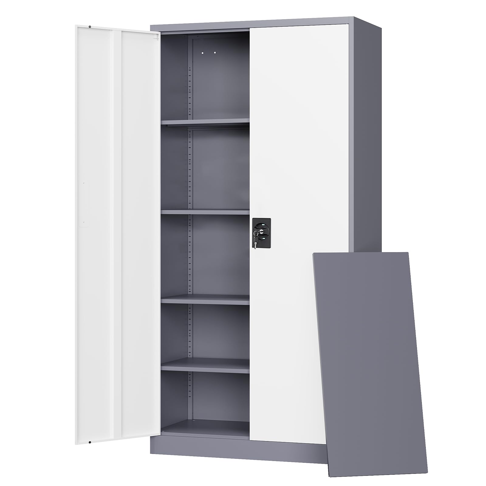 Letaya Metal Garage Storage Cabinets with Lock Door and Adjustable Shelves, Steel Tool Cabinets for Home,Office,Warehouse Organisieren (Black, 75" H)
