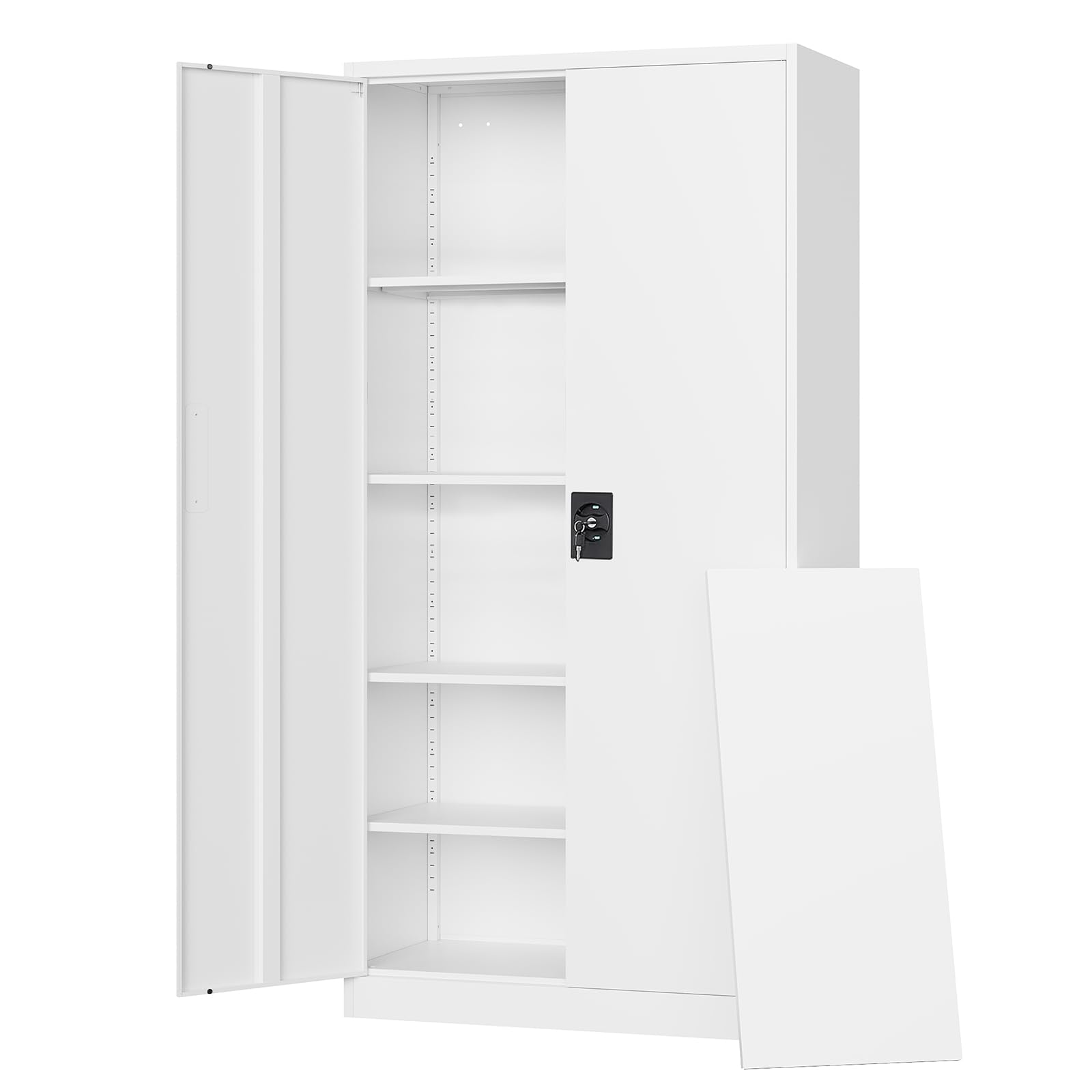 Letaya Metal Garage Storage Cabinets with Lock Door and Adjustable Shelves, Steel Tool Cabinets for Home,Office,Warehouse Organisieren (Black, 75" H)