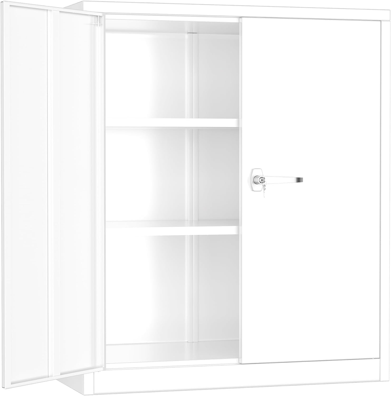 INTERGREAT Black Metal Storage Cabinet, 72" Locking Steel Cabinets with 2 Door and 4 Adjustable Shelves, Tall Metal Cabinet for Home Office, Garage, Warehouse