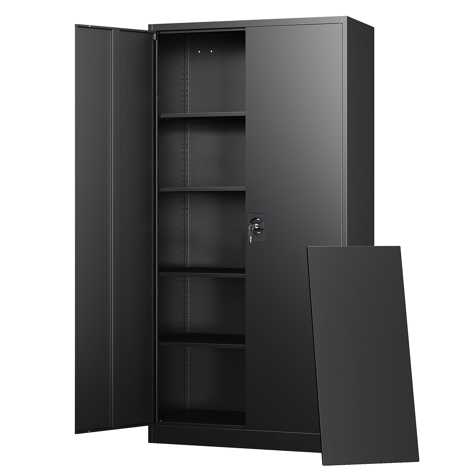 Letaya Metal Garage Storage Cabinets with Lock Door and Adjustable Shelves, Steel Tool Cabinets for Home,Office,Warehouse Organisieren (Black, 75" H)