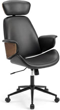 Giantex Ergonomic Office Chair, High Back Faux Leather Executive Chair with Headrest, Adjustable Height, Metal Base, Mid Century Modern Swivel U-Shaped Computer Desk Chair for Home Office & Study