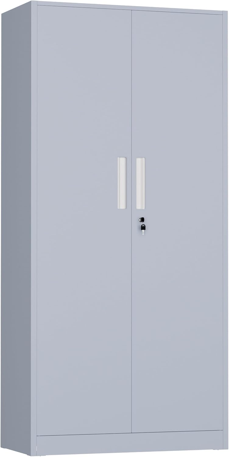 INTERGREAT Metal Storage Cabinet with Wheels, 73" H Rolling Metal Cabinets with Doors and Shelves, Black Steel Lockable Cabinet on Wheels for Garage Storage