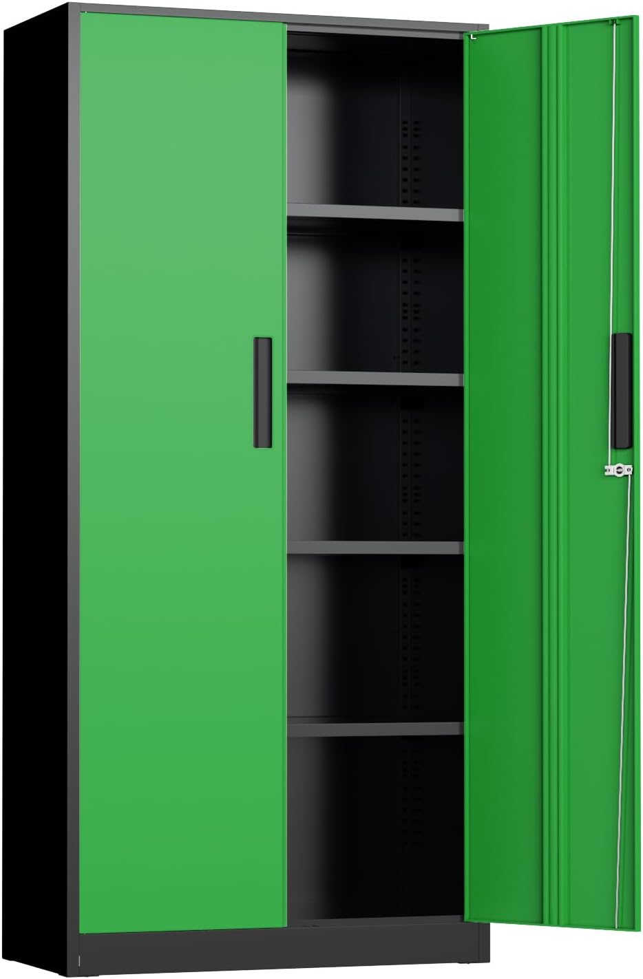 INTERGREAT Black Metal Storage Cabinet, 72" Locking Steel Cabinets with 2 Door and 4 Adjustable Shelves, Tall Metal Cabinet for Home Office, Garage, Warehouse