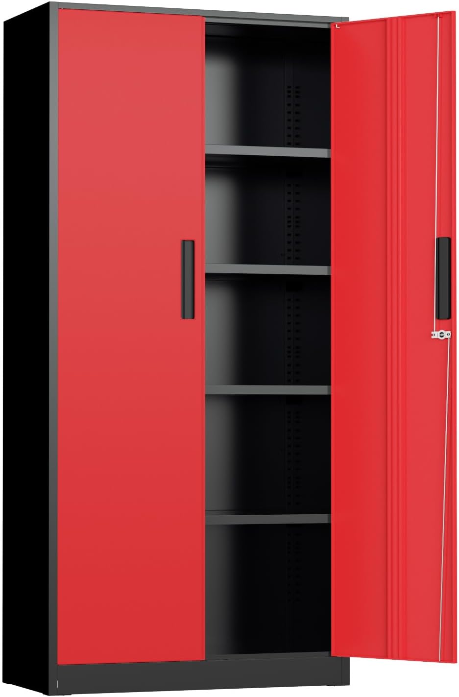 INTERGREAT Black Metal Storage Cabinet, 72" Locking Steel Cabinets with 2 Door and 4 Adjustable Shelves, Tall Metal Cabinet for Home Office, Garage, Warehouse