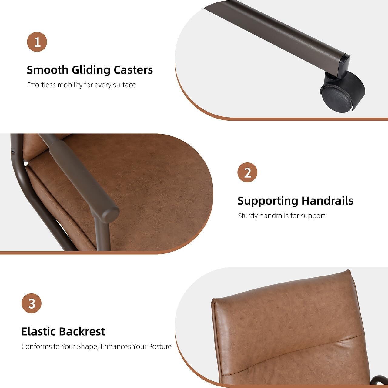 DUHOME Faux Leather Home Office Chair, 360° Swivel Desk Task Chair with Tilt Lock, Metal Base, Upholstered Wide Seat Computer Task Chair for Home Office and Study