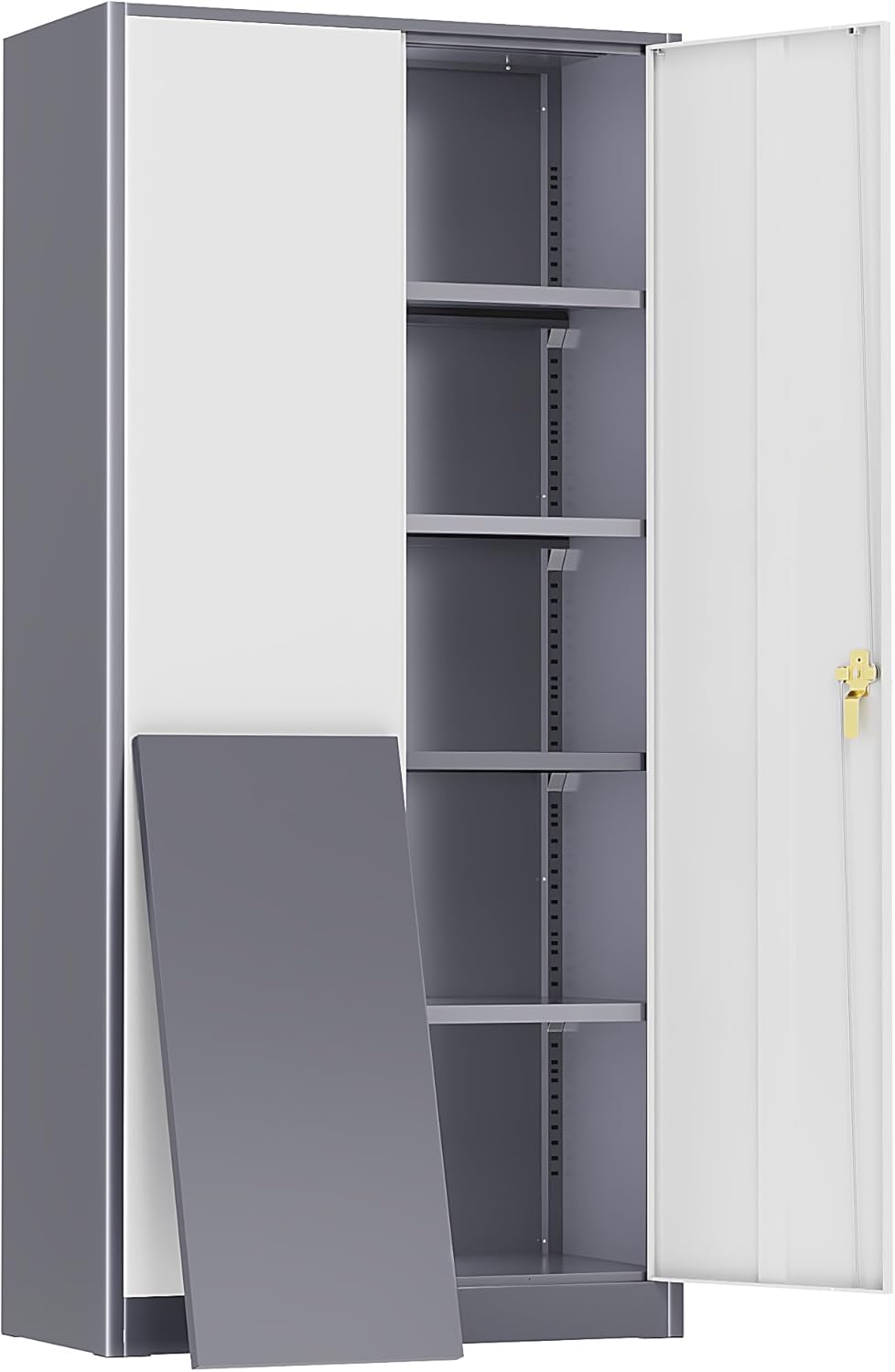 Greenvelly Metal Storage Cabinet, 72" Black Steel Garage Cabinet with Doors and Adjustable Shelves, Metal Cabinet with Lock,Garage Cabinets and Storage System for Garage,Home Office,School