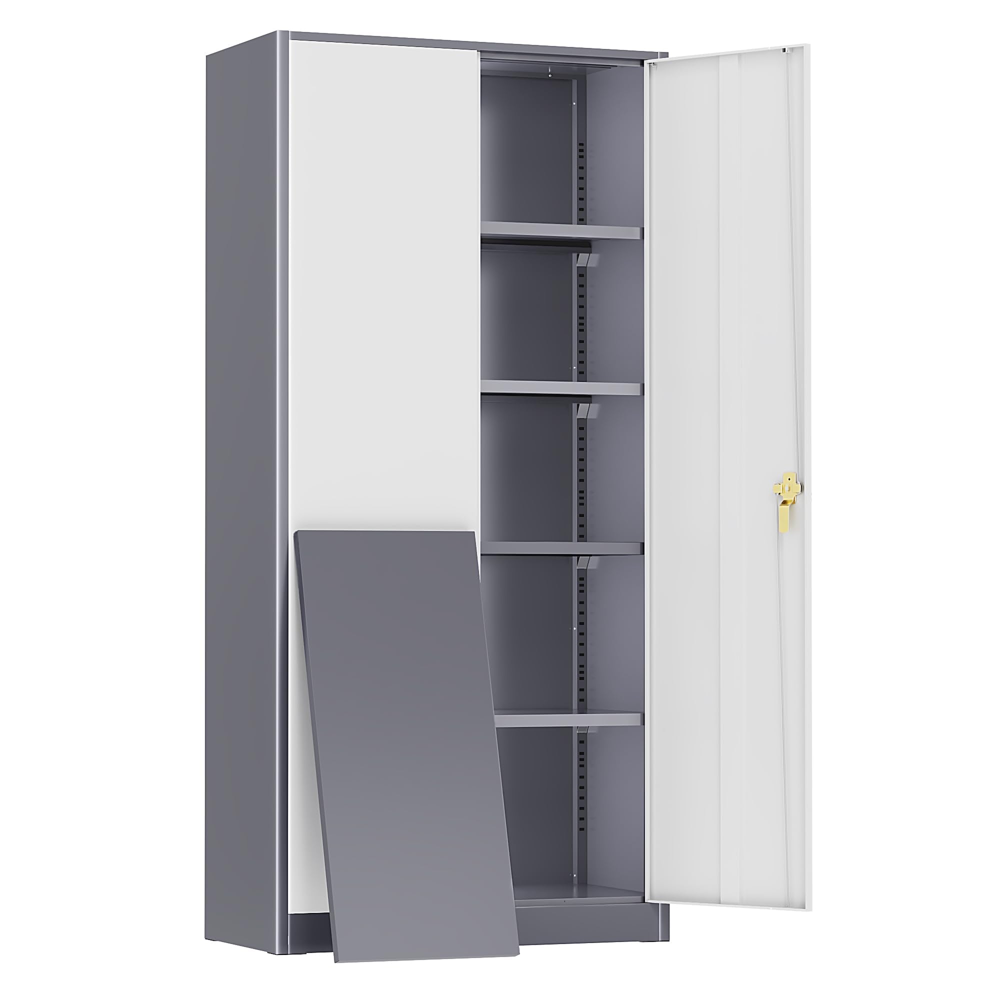 Greenvelly 72" H Metal Storage Cabinet, 36" W x 18" D Black Locking Metal Cabinet Garage Storage Cabinet with Doors and 4 Adjustable Shelves, Lockable Steel Cabinets for Home Office, Garage, School