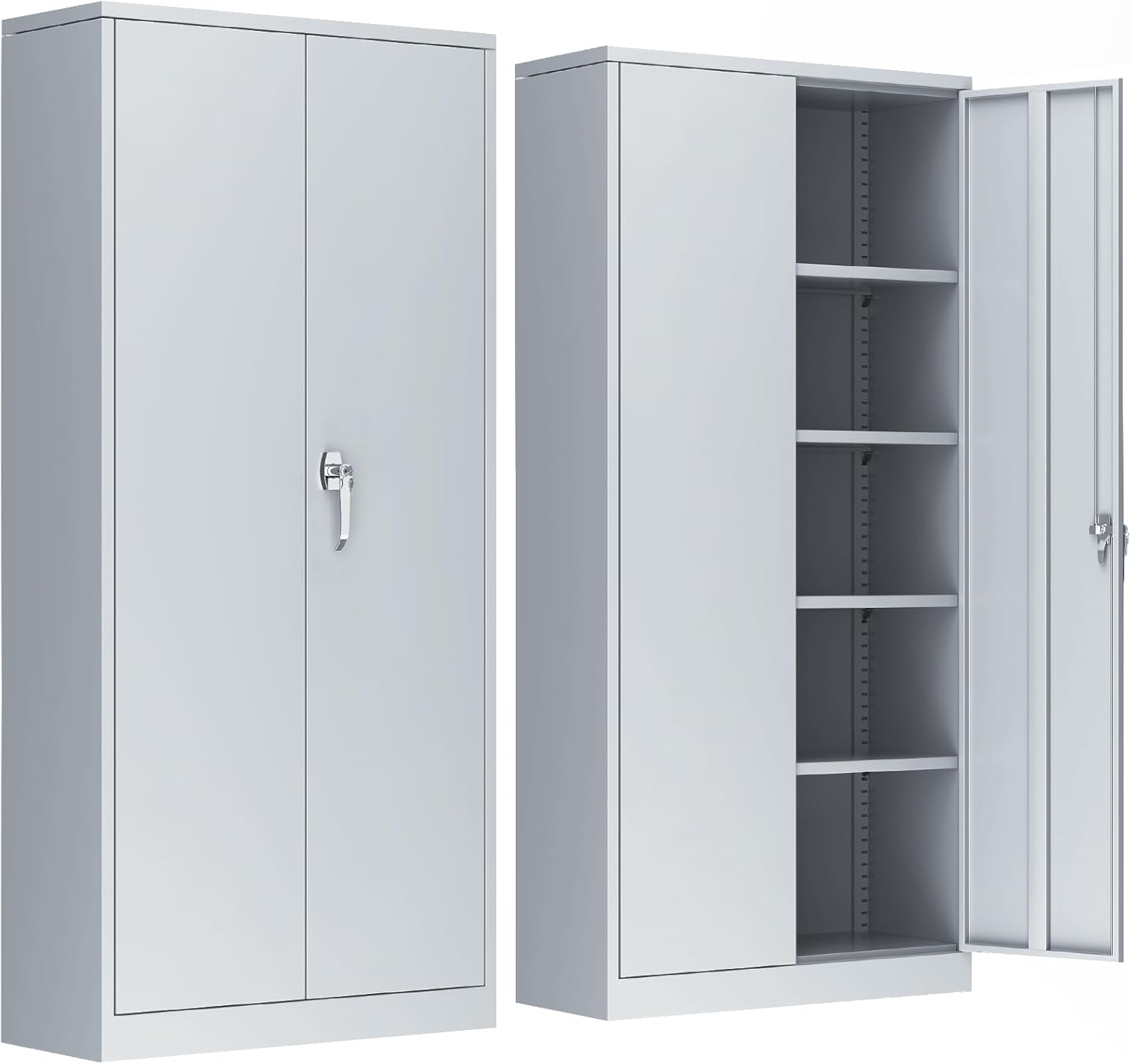 INTERGREAT Metal Storage Cabinet with Wheels, 73" H Rolling Metal Cabinets with Doors and Shelves, Black Steel Lockable Cabinet on Wheels for Garage Storage