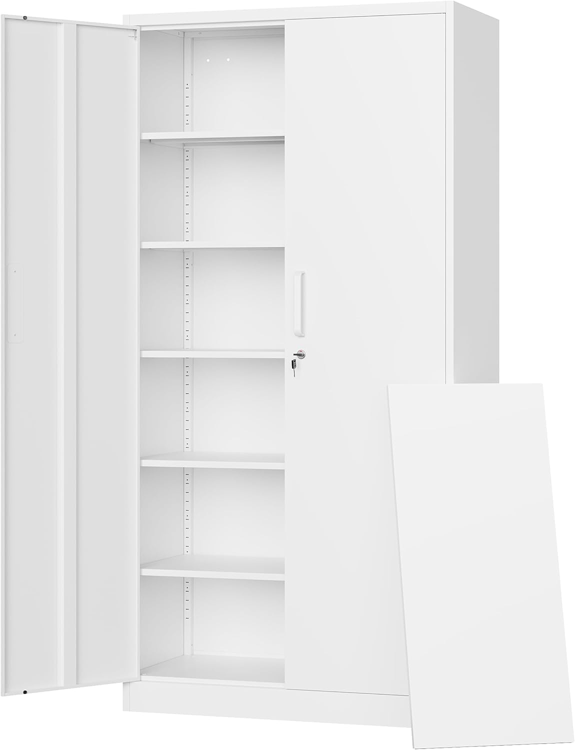 Letaya Metal Storage Cabinets with Lock Doors,Tall Locker Organizer Steel Garage Cabinets, 5 Adjustable Layers Shelves for Home, Office, Warehouse,Tool,Industrial(Black)