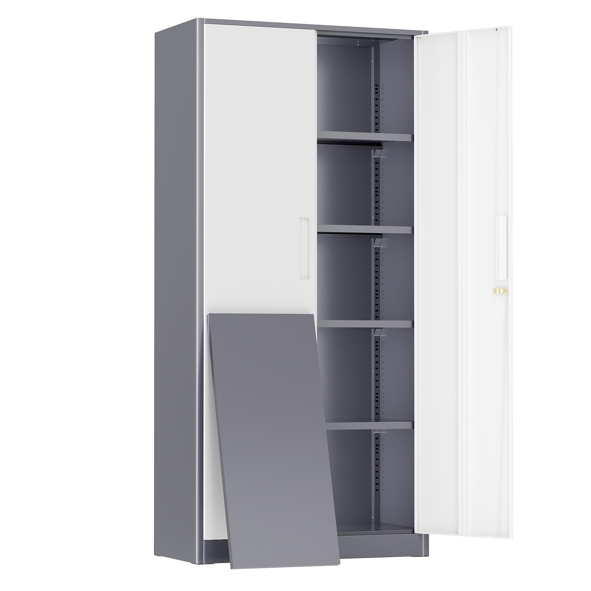 Greenvelly 72" H Metal Storage Cabinet, 36" W x 18" D Black Locking Metal Cabinet Garage Storage Cabinet with Doors and 4 Adjustable Shelves, Lockable Steel Cabinets for Home Office, Garage, School