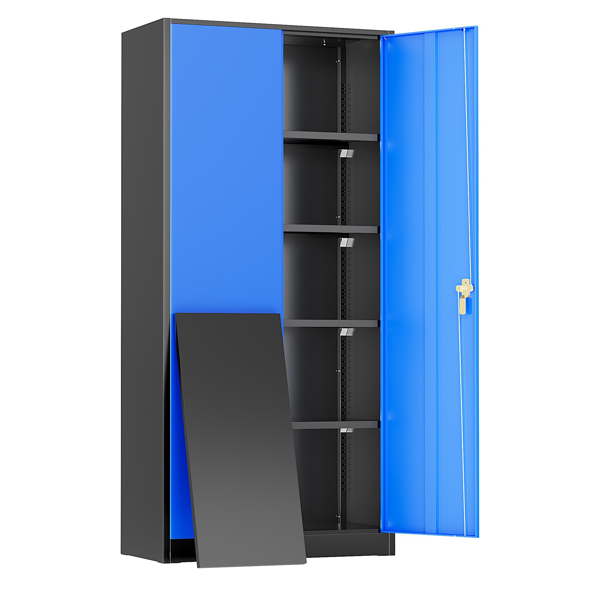 Greenvelly Metal Storage Cabinet, 72" Black Steel Garage Cabinet with Doors and Adjustable Shelves, Metal Cabinet with Lock,Garage Cabinets and Storage System for Garage,Home Office,School