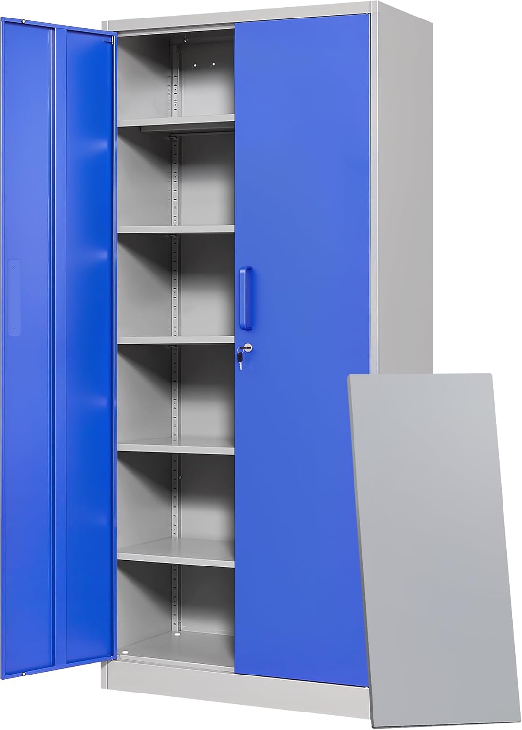 Letaya Metal Storage Cabinets with Lock Doors,Tall Locker Organizer Steel Garage Cabinets, 5 Adjustable Layers Shelves for Home, Office, Warehouse,Tool,Industrial(Black)