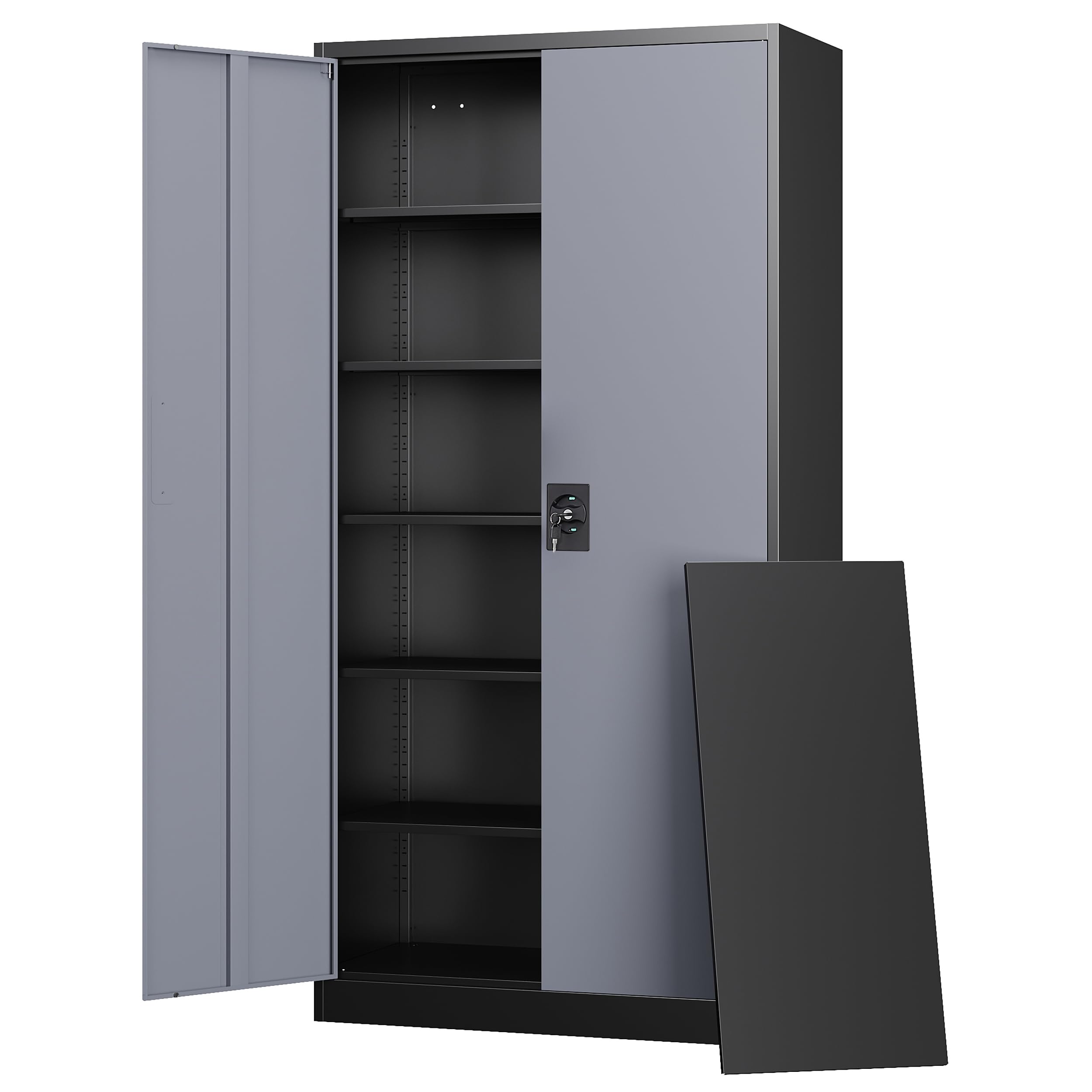 Letaya Metal Garage Storage Cabinets with Lock Door and Adjustable Shelves, Steel Tool Cabinets for Home,Office,Warehouse Organisieren (Black, 75" H)