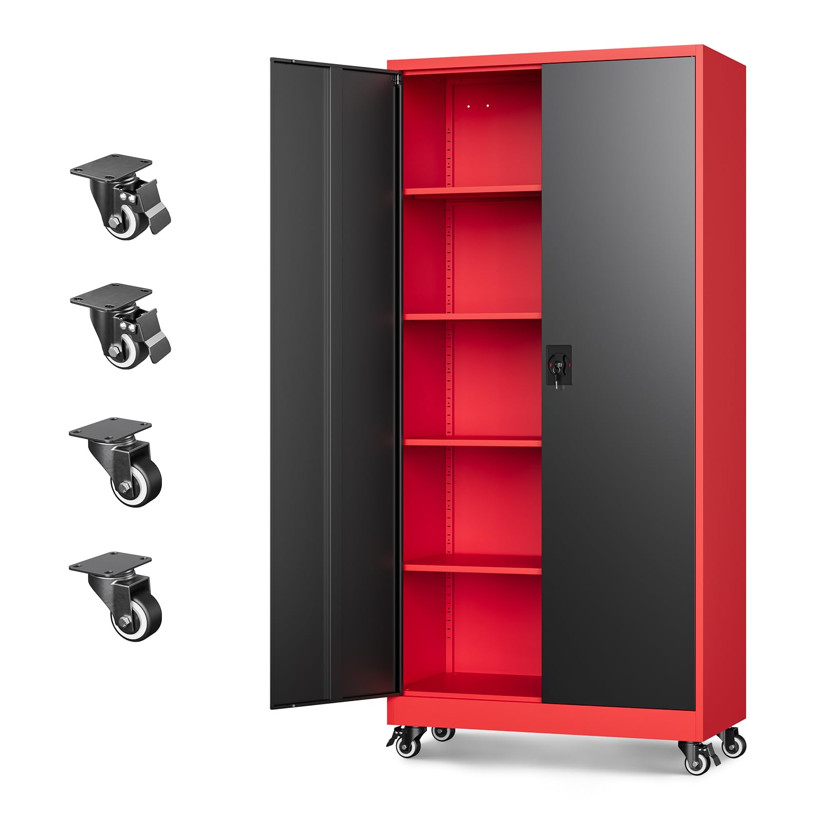 Letaya Metal Garage Storage Cabinets with Lock Door and Adjustable Shelves, Steel Tool Cabinets for Home,Office,Warehouse Organisieren (Black, 75" H)