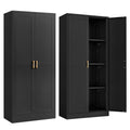 Kitchen Pantry Cabinet,71”Black Metal Pantry Storage Cabinet with Doors and 4 Adjustable Shelves,Kitchen Cabinet with 2 Gold Handles,Tall Cabinet for Livingroom,Pantry, Bathroom