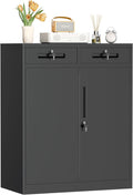 INTERGREAT Black Metal Storage Cabinet, 72" Locking Steel Cabinets with 2 Door and 4 Adjustable Shelves, Tall Metal Cabinet for Home Office, Garage, Warehouse