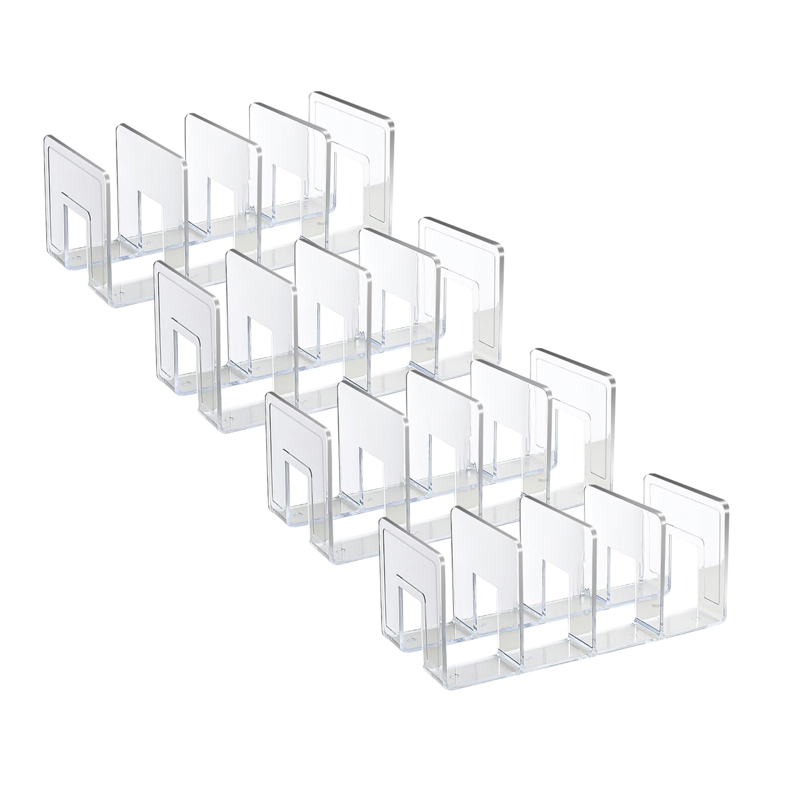 Marte Vanci Clear Acrylic File Sorter, Sturdy Desk File Organizer Shelf Book Holder Purse Handbag Clutch Divider File Folder Rack for Letter Cookbooks Home Office Kitchen Supplies 4 Sections (2 Pcs)