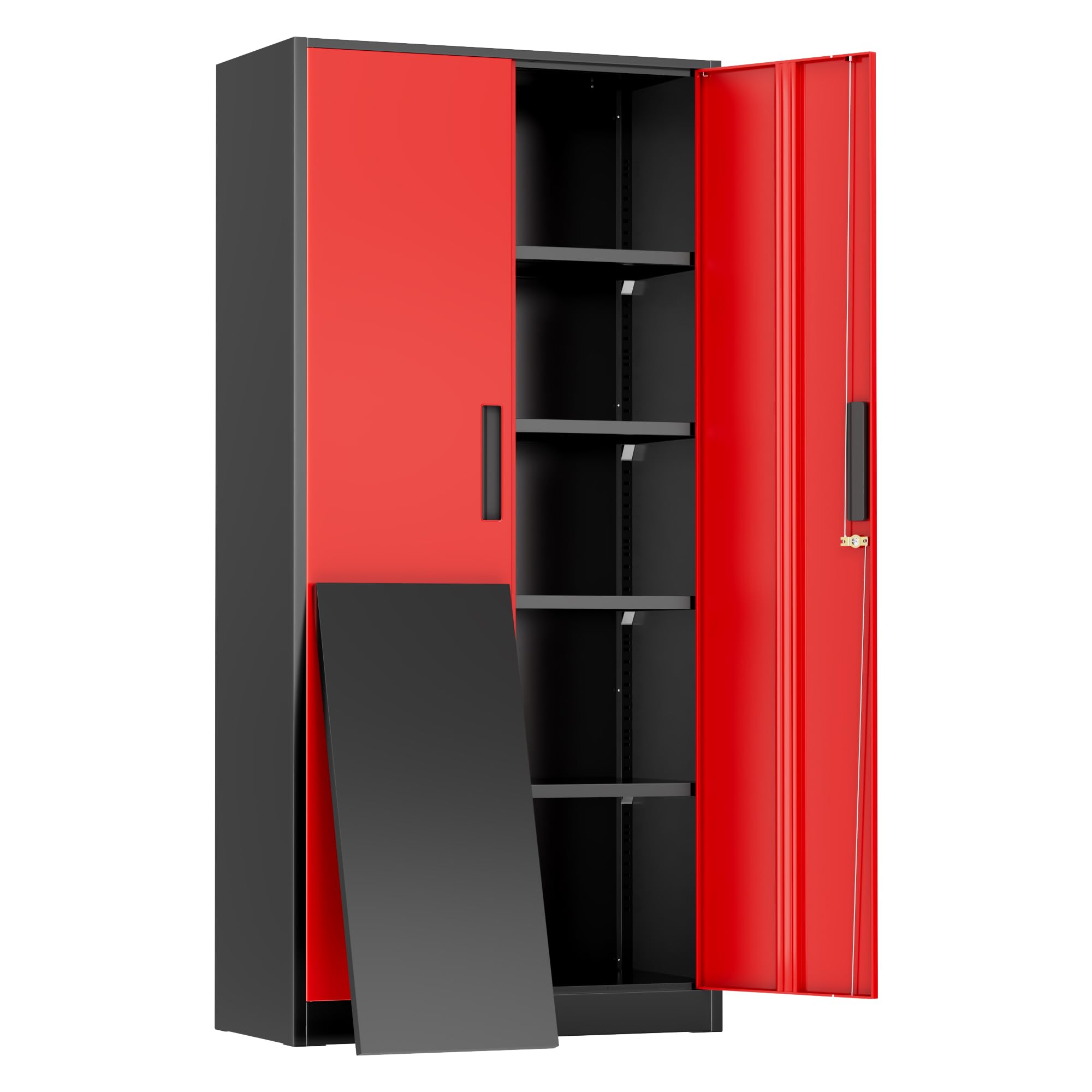 Greenvelly 72" H Metal Storage Cabinet, 36" W x 18" D Black Locking Metal Cabinet Garage Storage Cabinet with Doors and 4 Adjustable Shelves, Lockable Steel Cabinets for Home Office, Garage, School