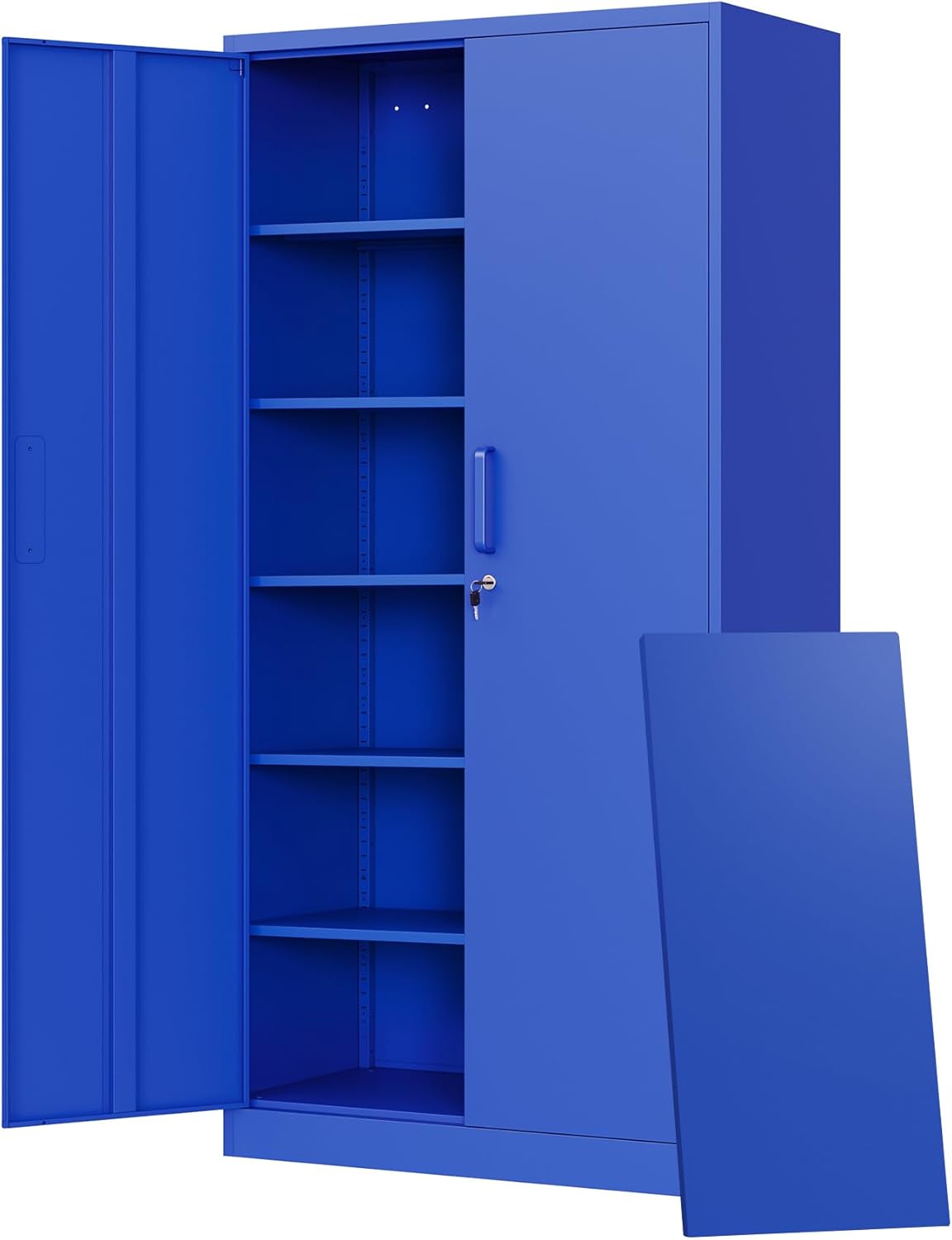Letaya Metal Storage Cabinets with Lock Doors,Tall Locker Organizer Steel Garage Cabinets, 5 Adjustable Layers Shelves for Home, Office, Warehouse,Tool,Industrial(Black)