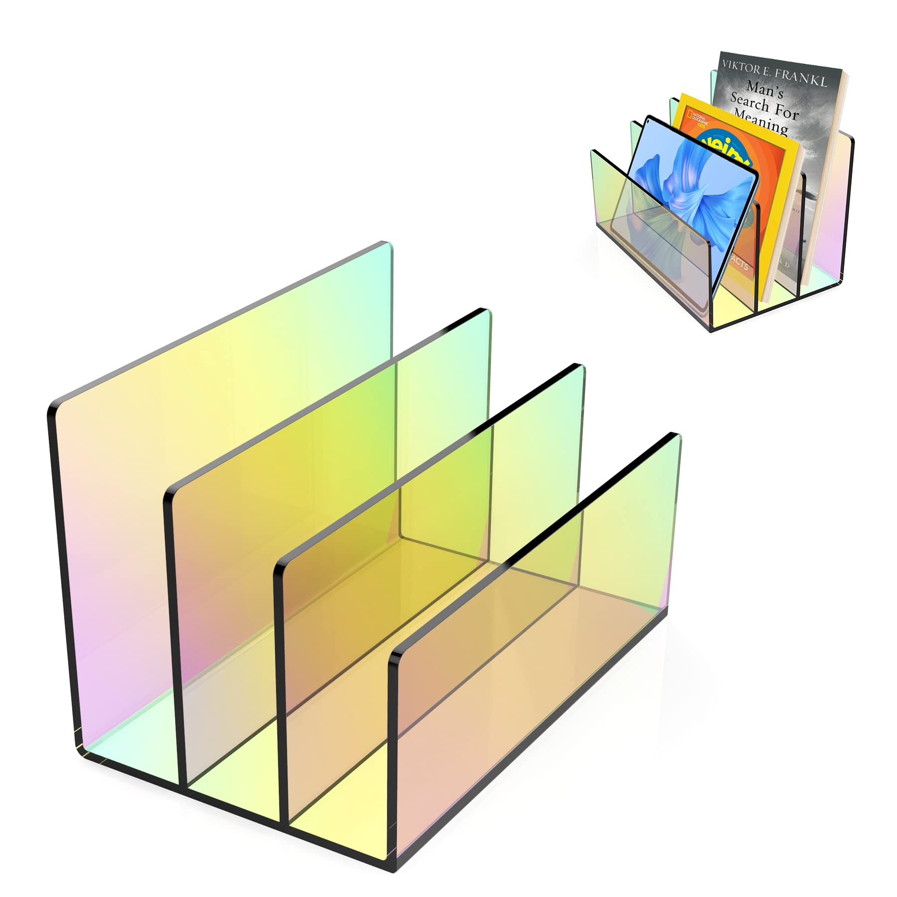 Boloyo Acrylic File Holder,1PC 2 Sections Clear File Organizer Mail Letter Sorter Desktop Folder Holder for Home Office School Envelope Bill Filling Paper Document