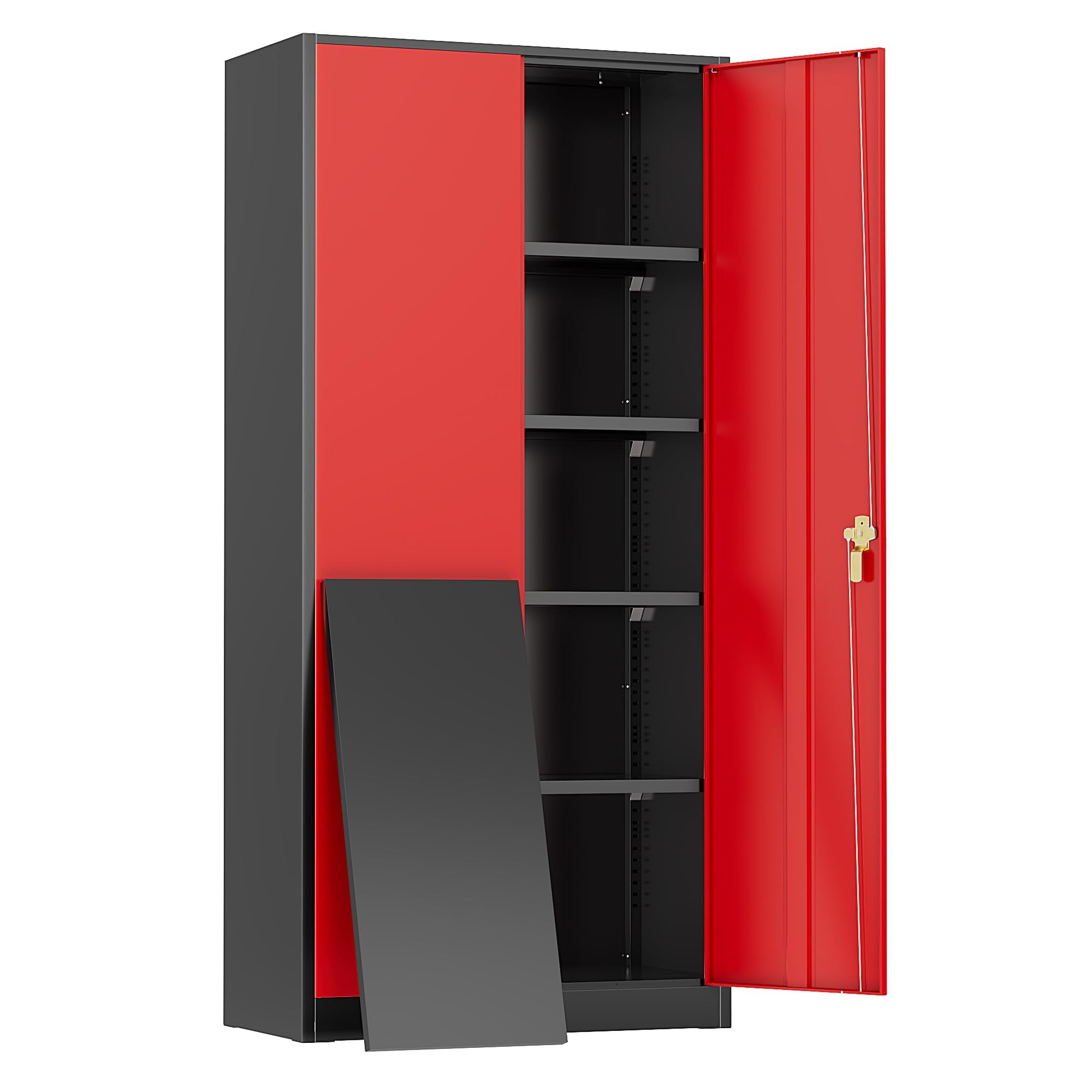 Greenvelly Metal Storage Cabinet, 72" Black Steel Garage Cabinet with Doors and Adjustable Shelves, Metal Cabinet with Lock,Garage Cabinets and Storage System for Garage,Home Office,School