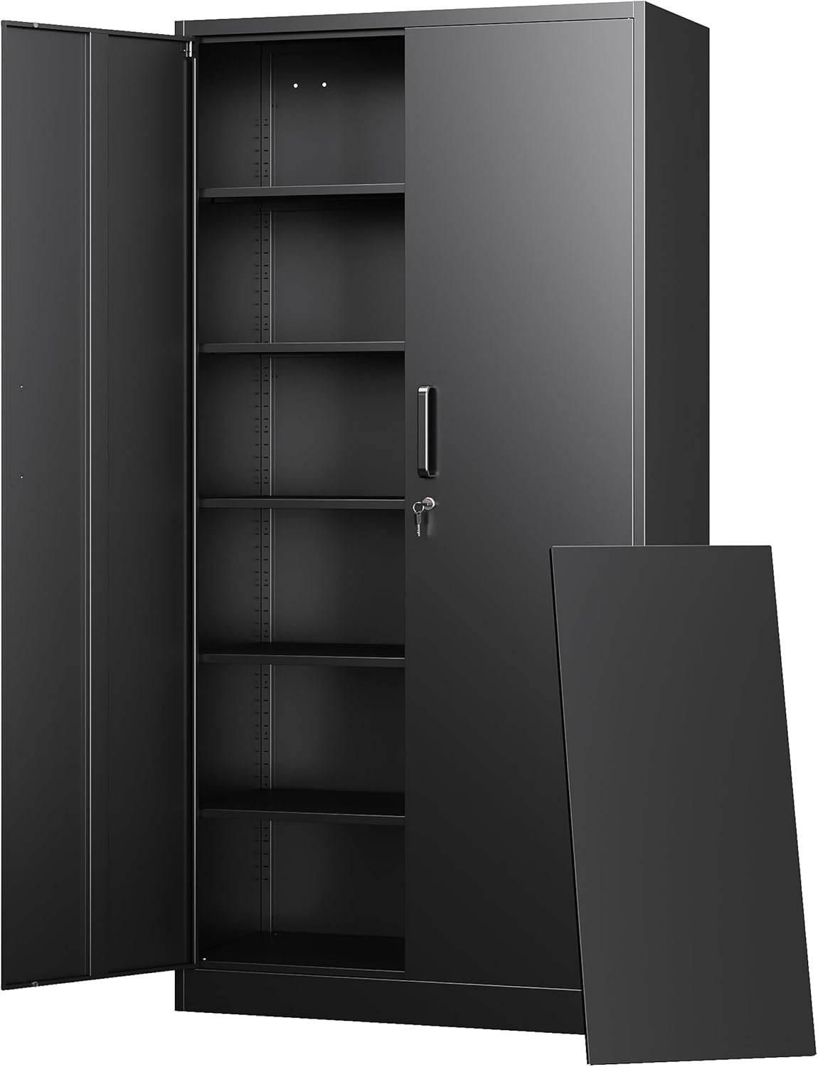 Letaya Metal Garage Storage Cabinets with Lock-72 Tall Tool Organizer Steel Lockers, 5 Adjustable Layers Shelves for Home,Office,Warehouse,Garage,(Black-72“) | with Lock, 72 Tall, Tool Organizer