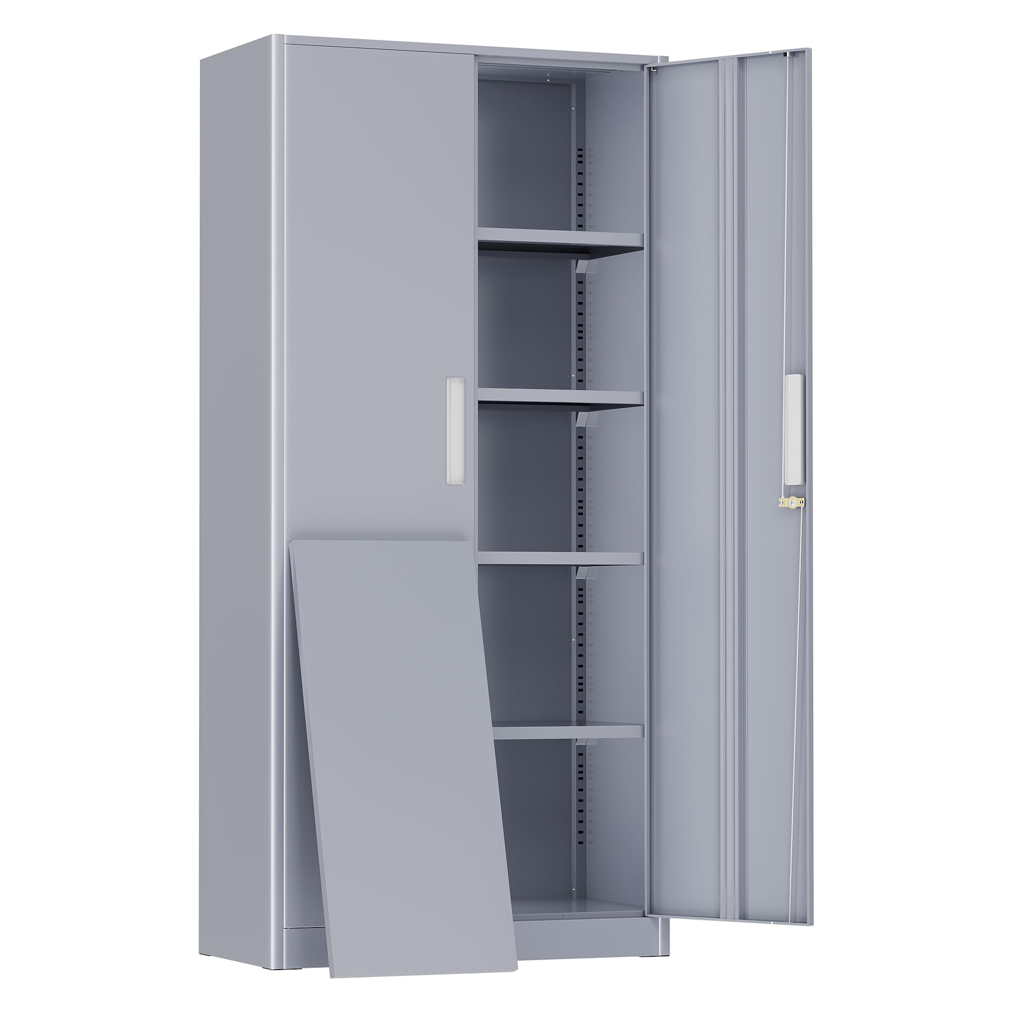 Greenvelly Metal Storage Cabinet, 72" Black Steel Garage Cabinet with Doors and Adjustable Shelves, Metal Cabinet with Lock,Garage Cabinets and Storage System for Garage,Home Office,School