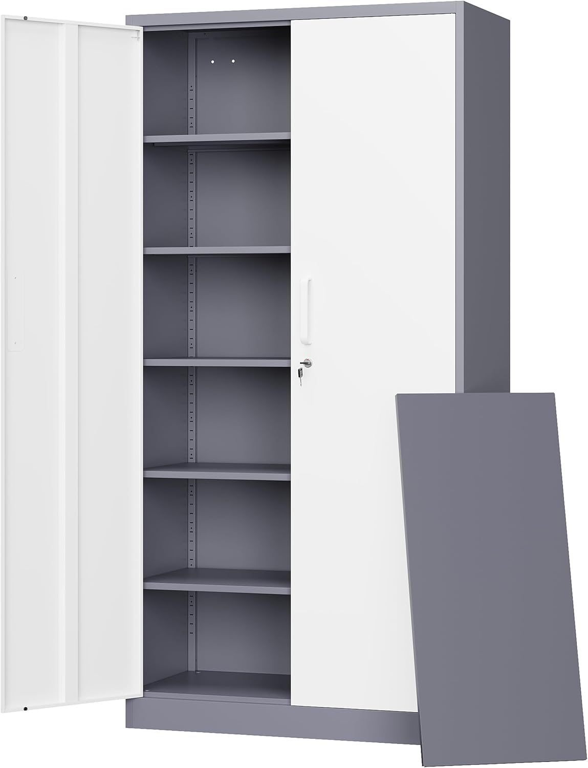 Letaya Metal Garage Storage Cabinets with Lock-72 Tall Tool Organizer Steel Lockers, 5 Adjustable Layers Shelves for Home,Office,Warehouse,Garage,(Black-72“) | with Lock, 72 Tall, Tool Organizer