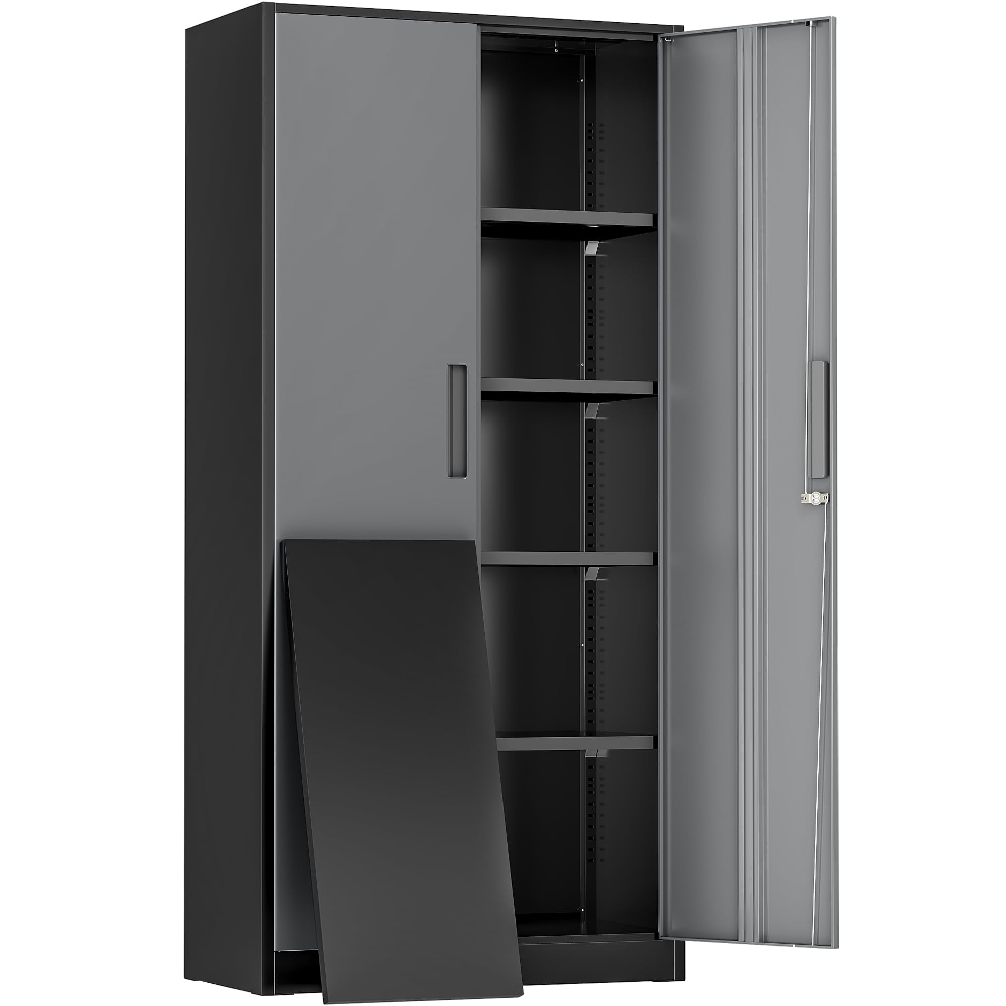 Greenvelly 72" H Metal Storage Cabinet, 36" W x 18" D Black Locking Metal Cabinet Garage Storage Cabinet with Doors and 4 Adjustable Shelves, Lockable Steel Cabinets for Home Office, Garage, School