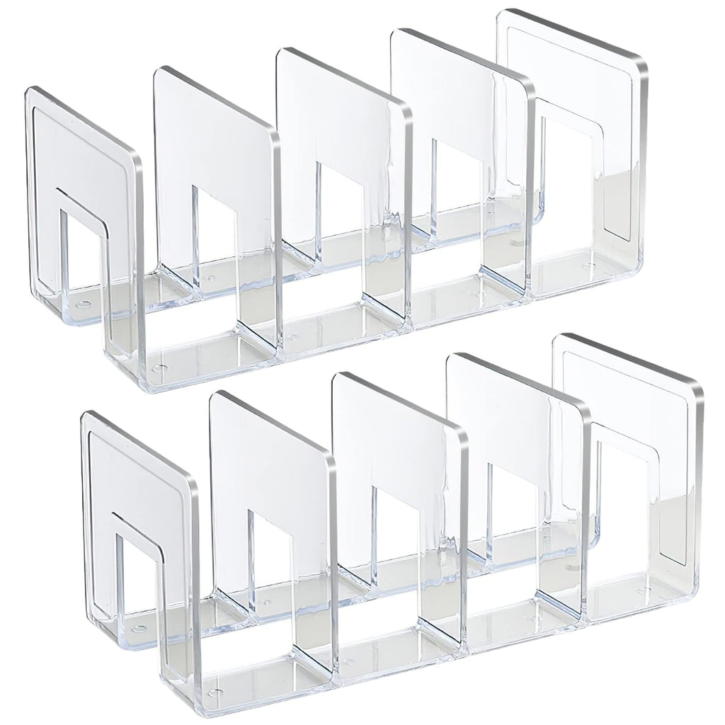 SAYEEC Acrylic File Sorter, Clear File Holder Acrylic Desk Organizer, Sturdy Desktop Files Organizer Files Folder Holder Rack for Envelopes Mail Letter Paper Notebook Electronics (4 Sections, 1 Pack)
