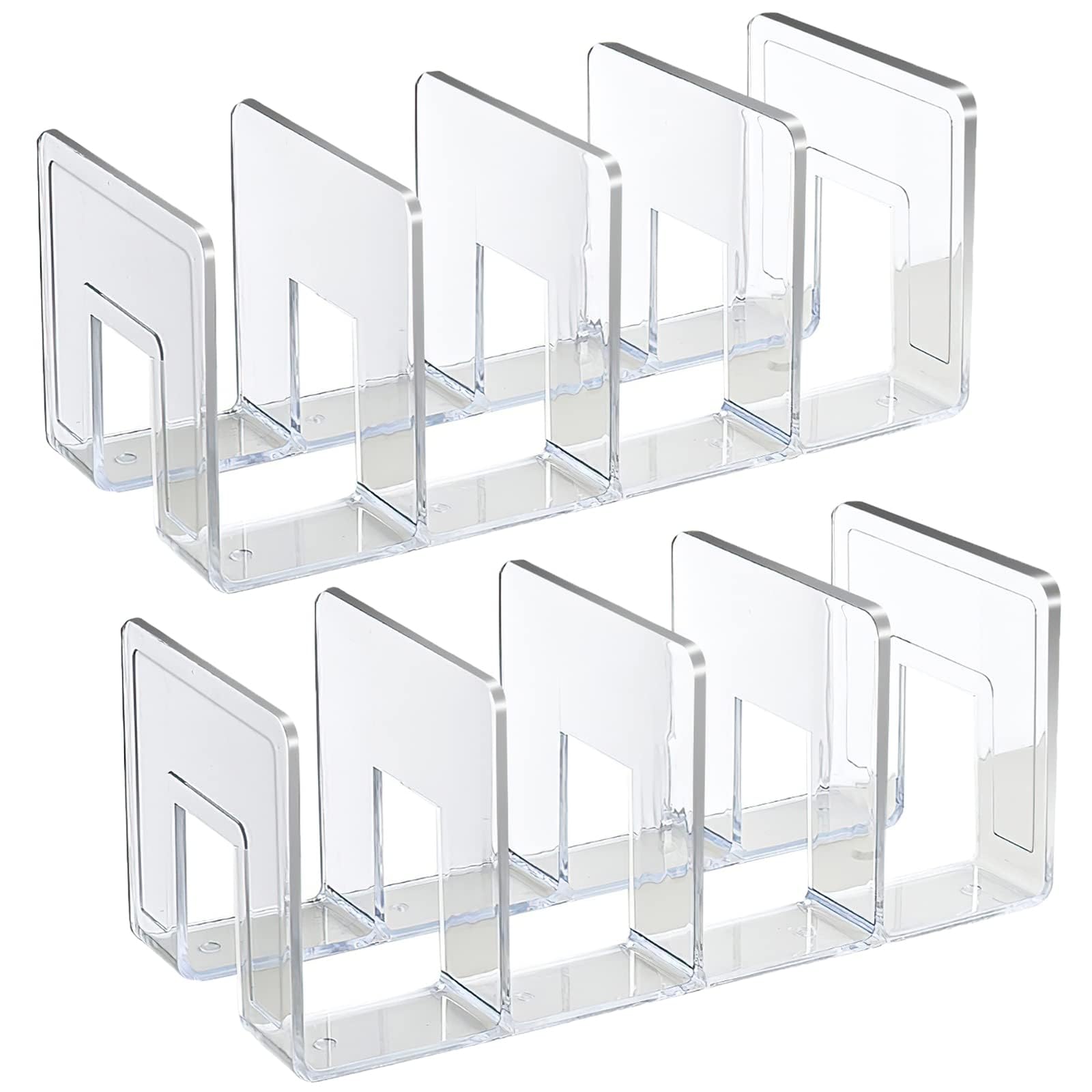 SAYEEC Acrylic File Sorter, Clear File Holder Acrylic Desk Organizer, Sturdy Desktop Files Organizer Files Folder Holder Rack for Envelopes Mail Letter Paper Notebook Electronics (4 Sections, 1 Pack)
