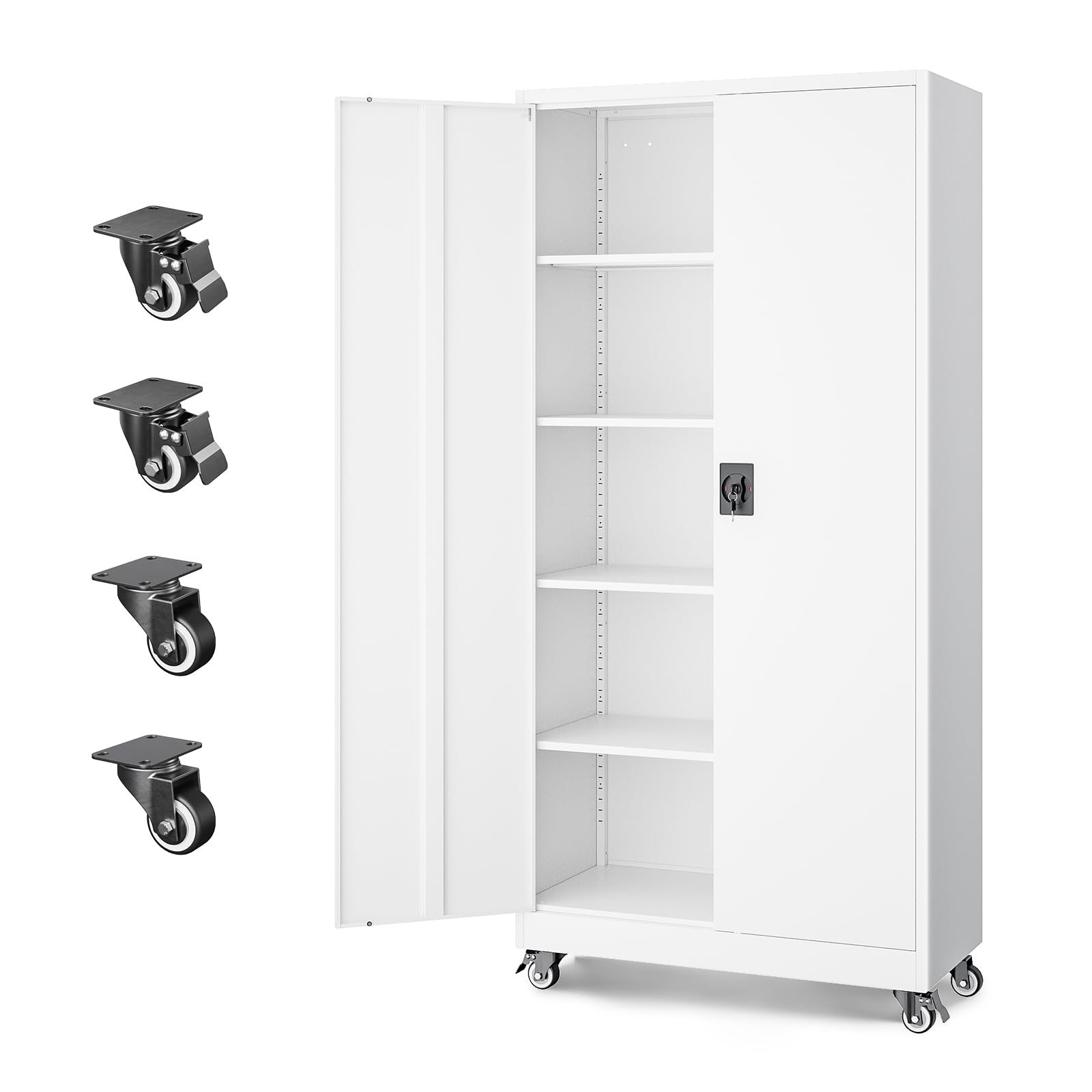 Letaya Metal Garage Storage Cabinets with Lock Door and Adjustable Shelves, Steel Tool Cabinets for Home,Office,Warehouse Organisieren (Black, 75" H)