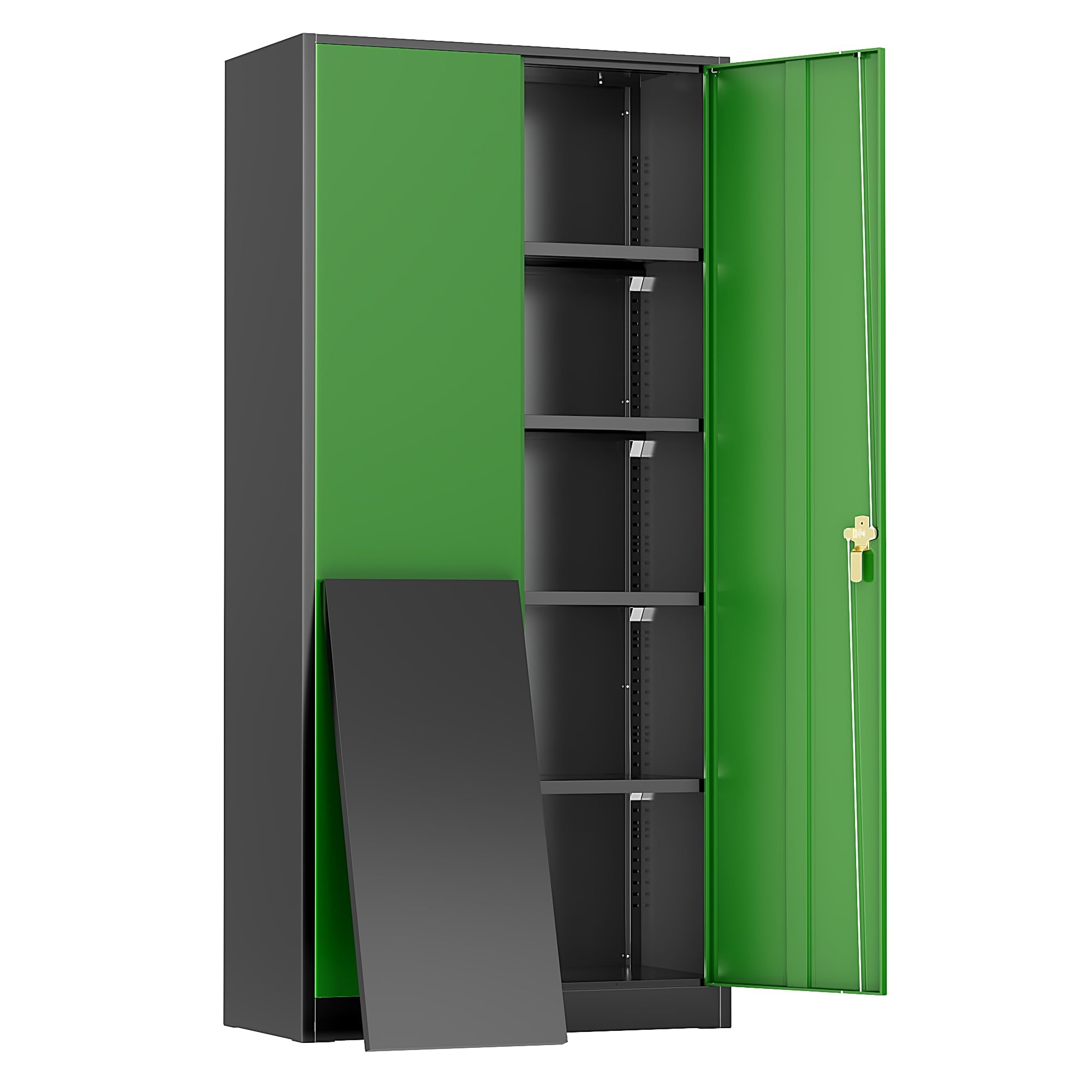 Greenvelly Metal Storage Cabinet, 72" Black Steel Garage Cabinet with Doors and Adjustable Shelves, Metal Cabinet with Lock,Garage Cabinets and Storage System for Garage,Home Office,School
