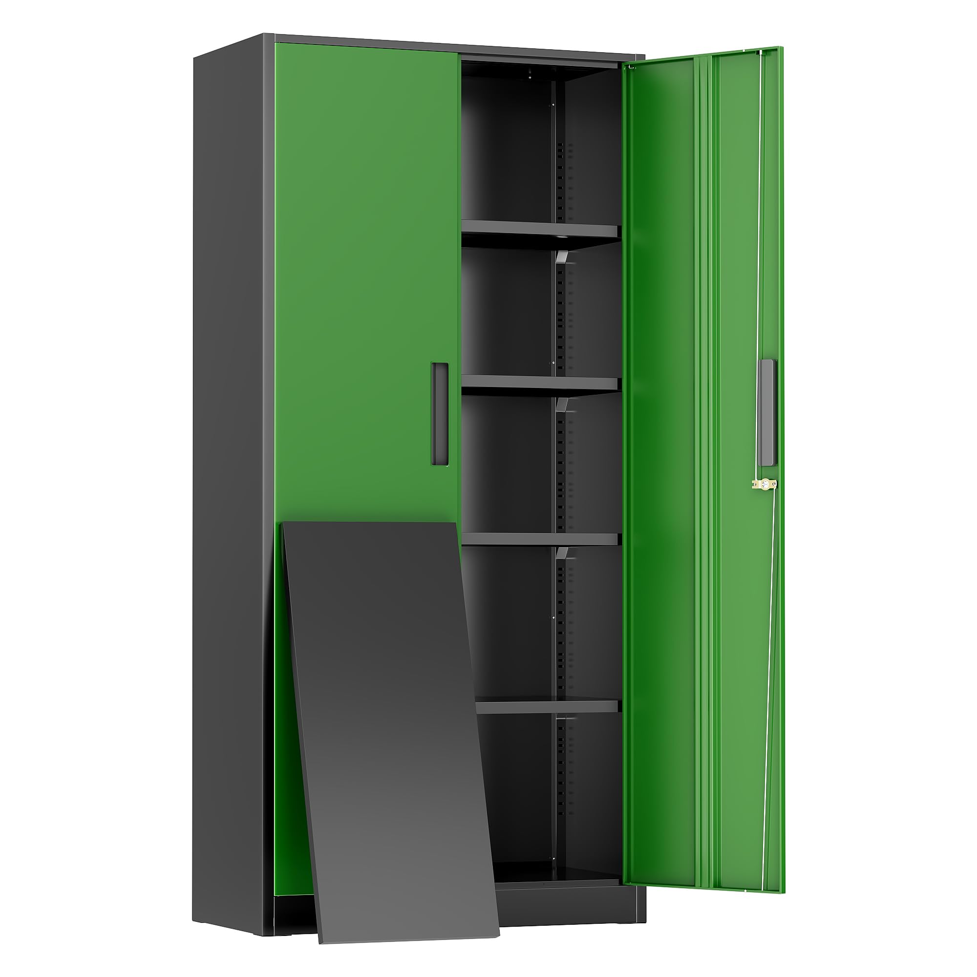 Greenvelly 72" H Metal Storage Cabinet, 36" W x 18" D Black Locking Metal Cabinet Garage Storage Cabinet with Doors and 4 Adjustable Shelves, Lockable Steel Cabinets for Home Office, Garage, School