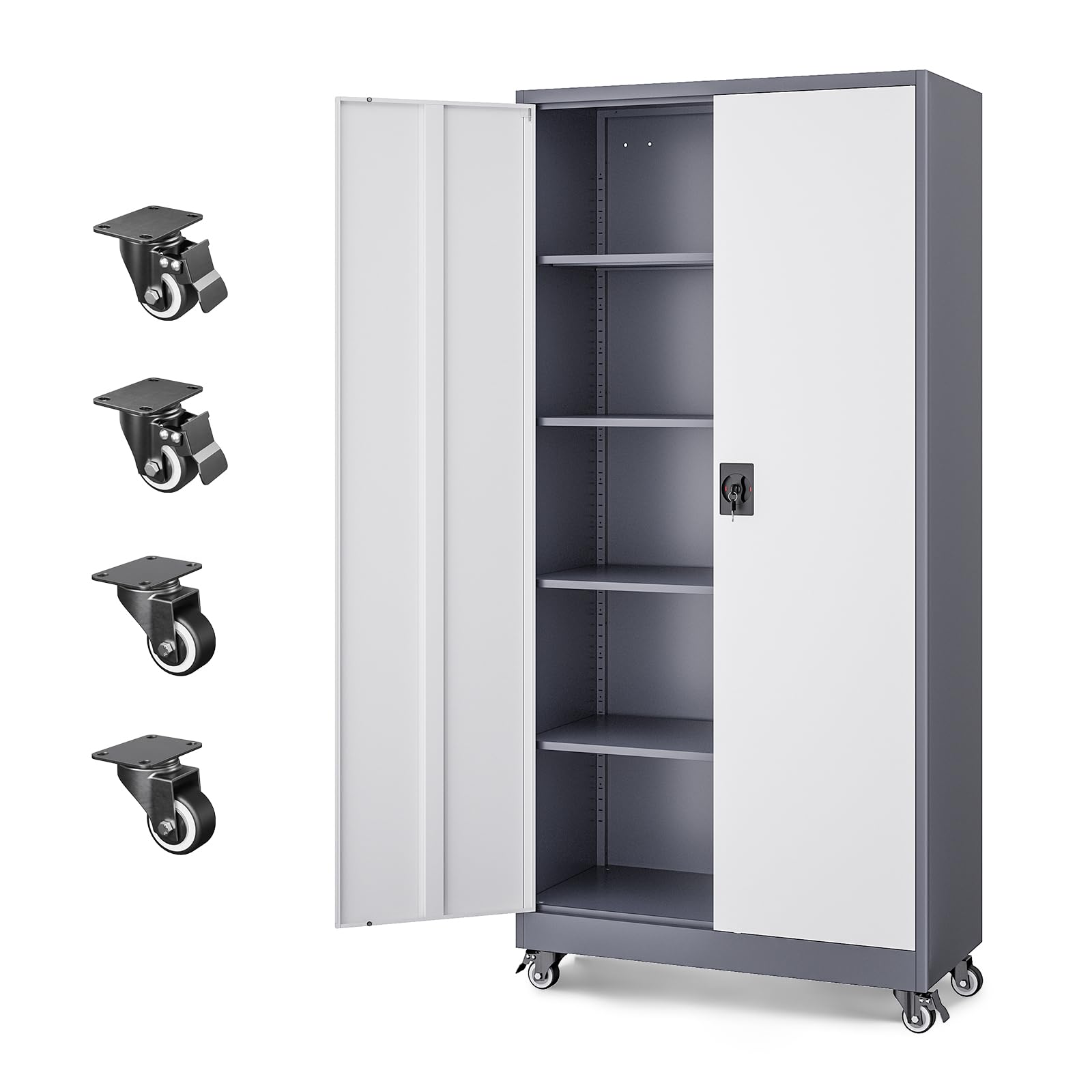 Letaya Metal Garage Storage Cabinets with Lock Door and Adjustable Shelves, Steel Tool Cabinets for Home,Office,Warehouse Organisieren (Black, 75" H)