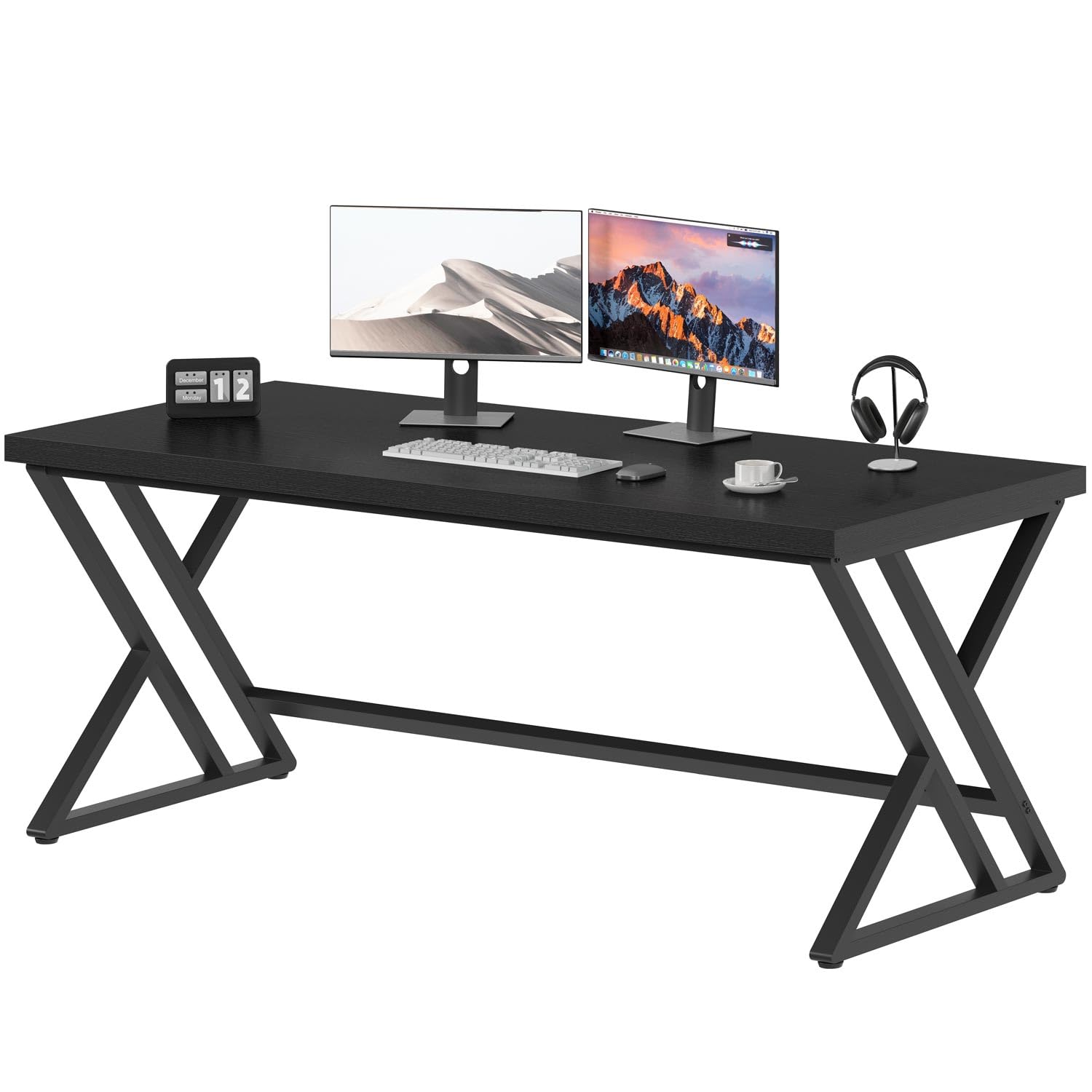 LVB Grey Desk, Industrial Wood Home Office Computer Desk for Bedroom, Farmhouse Metal Wooden Study Work PC Gaming Writing Table, Modern Simple Executive Writing Desk, 47 Inch, Light Gray