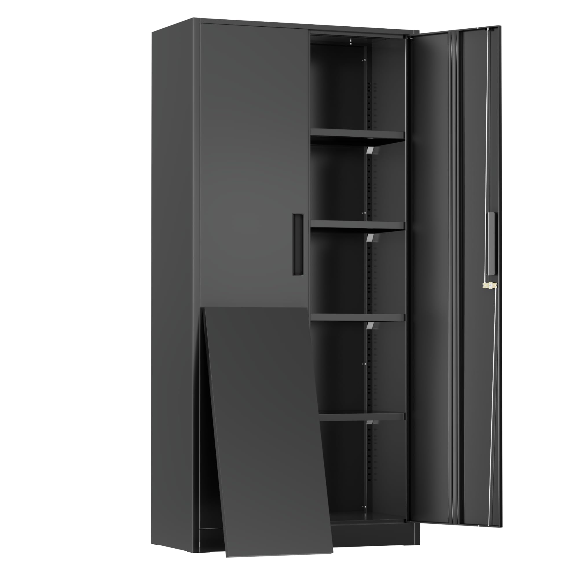 Greenvelly 72" H Metal Storage Cabinet, 36" W x 18" D Black Locking Metal Cabinet Garage Storage Cabinet with Doors and 4 Adjustable Shelves, Lockable Steel Cabinets for Home Office, Garage, School