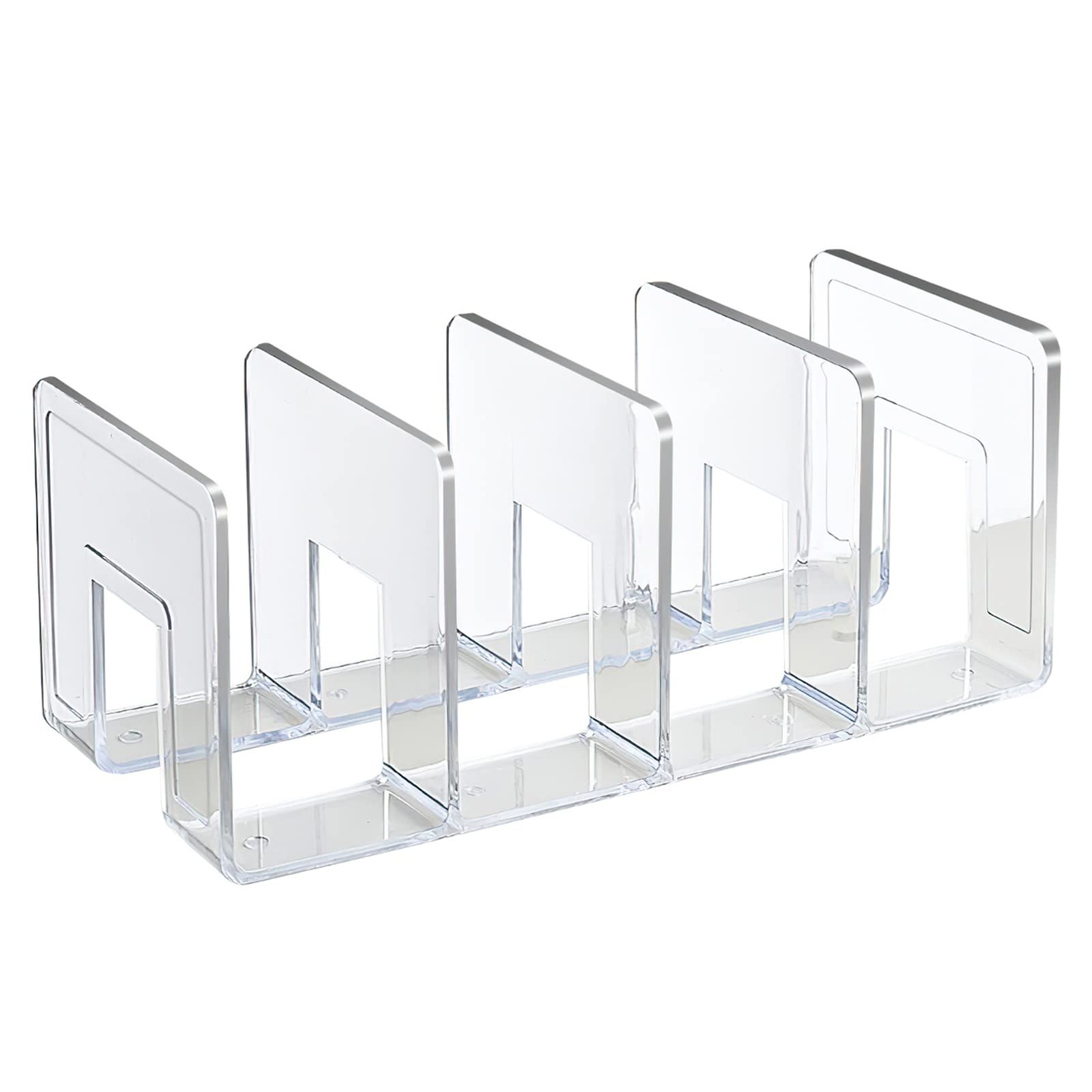 SAYEEC Acrylic File Sorter, Clear File Holder Acrylic Desk Organizer, Sturdy Desktop Files Organizer Files Folder Holder Rack for Envelopes Mail Letter Paper Notebook Electronics (4 Sections, 1 Pack)