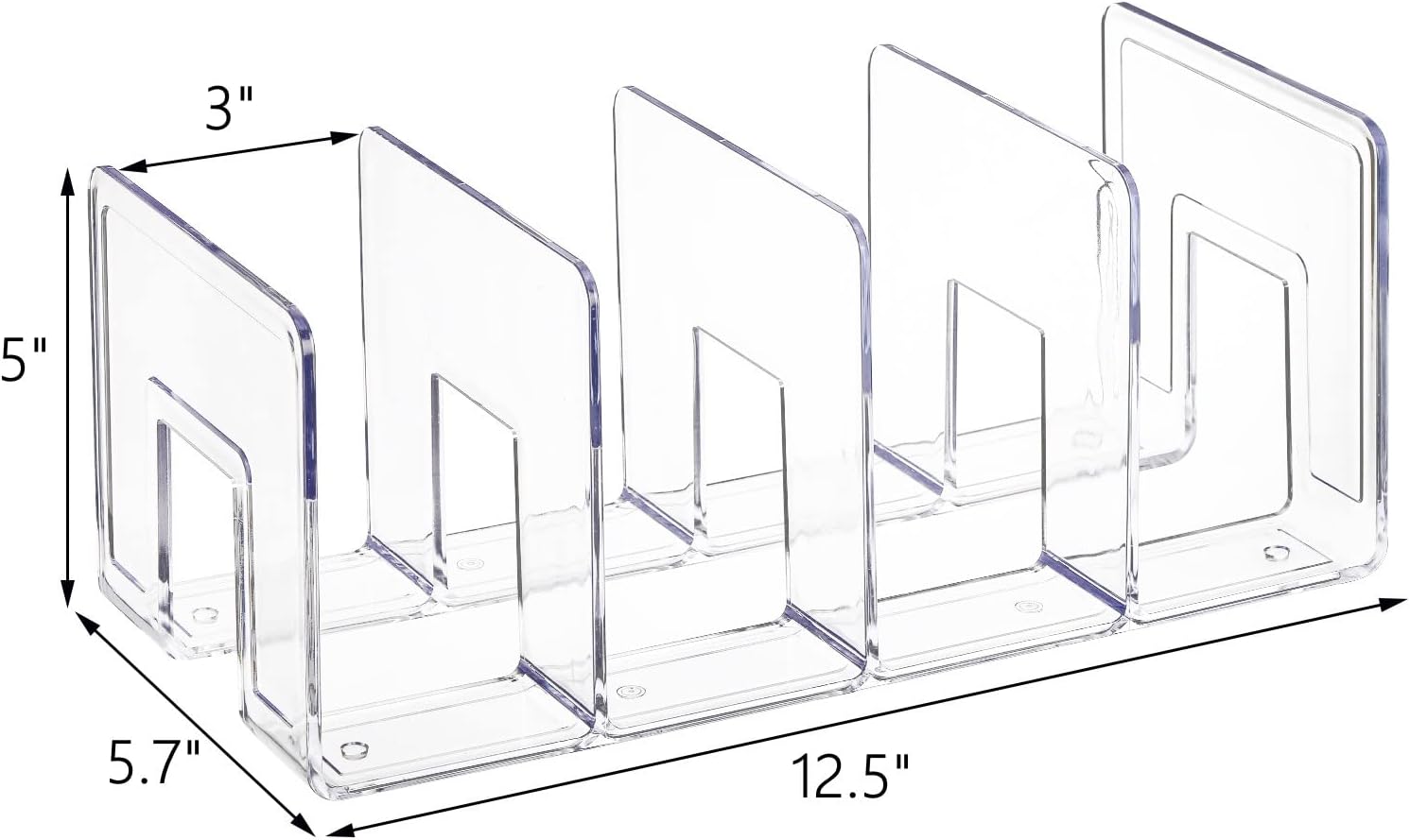 Lawei 4 Pack Acrylic File Sorter, 4-Section Clear Desktop File Folder Holder Organizer, Thick Office Storage Stand Rack for Book, Envelopes, Mail, Document, Notebook, Binder, Purse, Clutch Divider