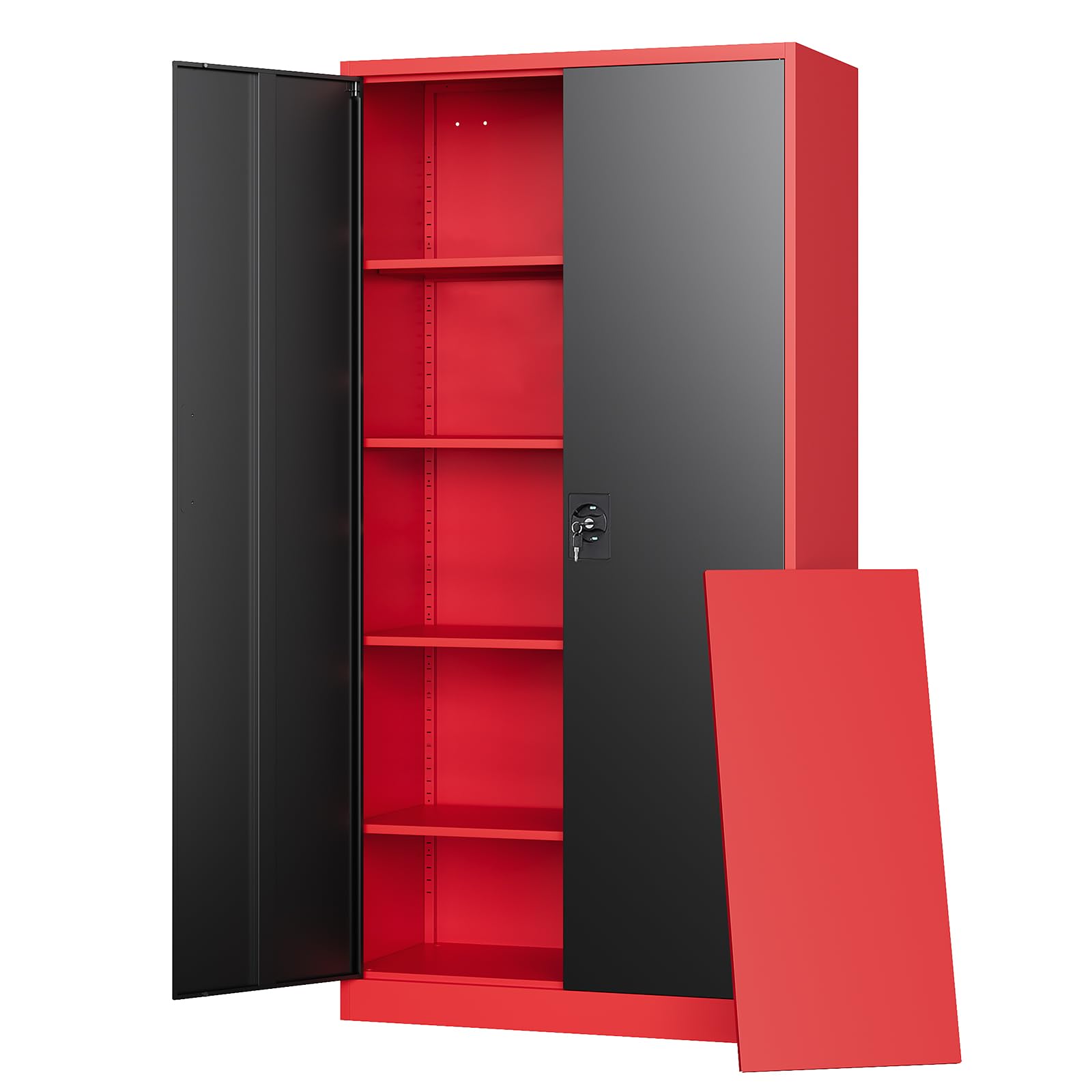 Letaya Metal Garage Storage Cabinets with Lock Door and Adjustable Shelves, Steel Tool Cabinets for Home,Office,Warehouse Organisieren (Black, 75" H)
