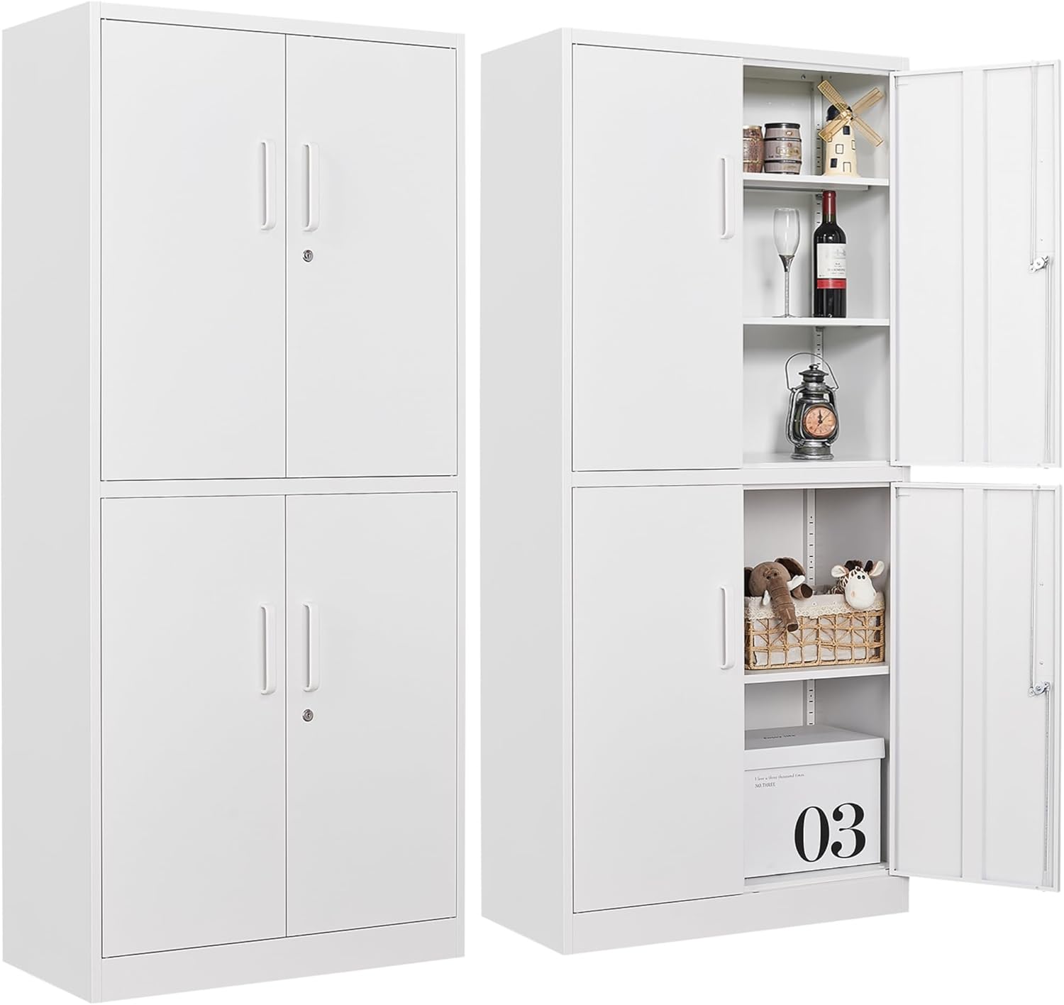 SISESOL Metal Storage Cabinet with 2 Doors and 6 Shelves,Black Metal Cabinet with Lock,71" Lockable Garage Storage Cabinets,Locking File Cabinet,Steel Tool Cabinets for Home,Office,Garage,Shop,School