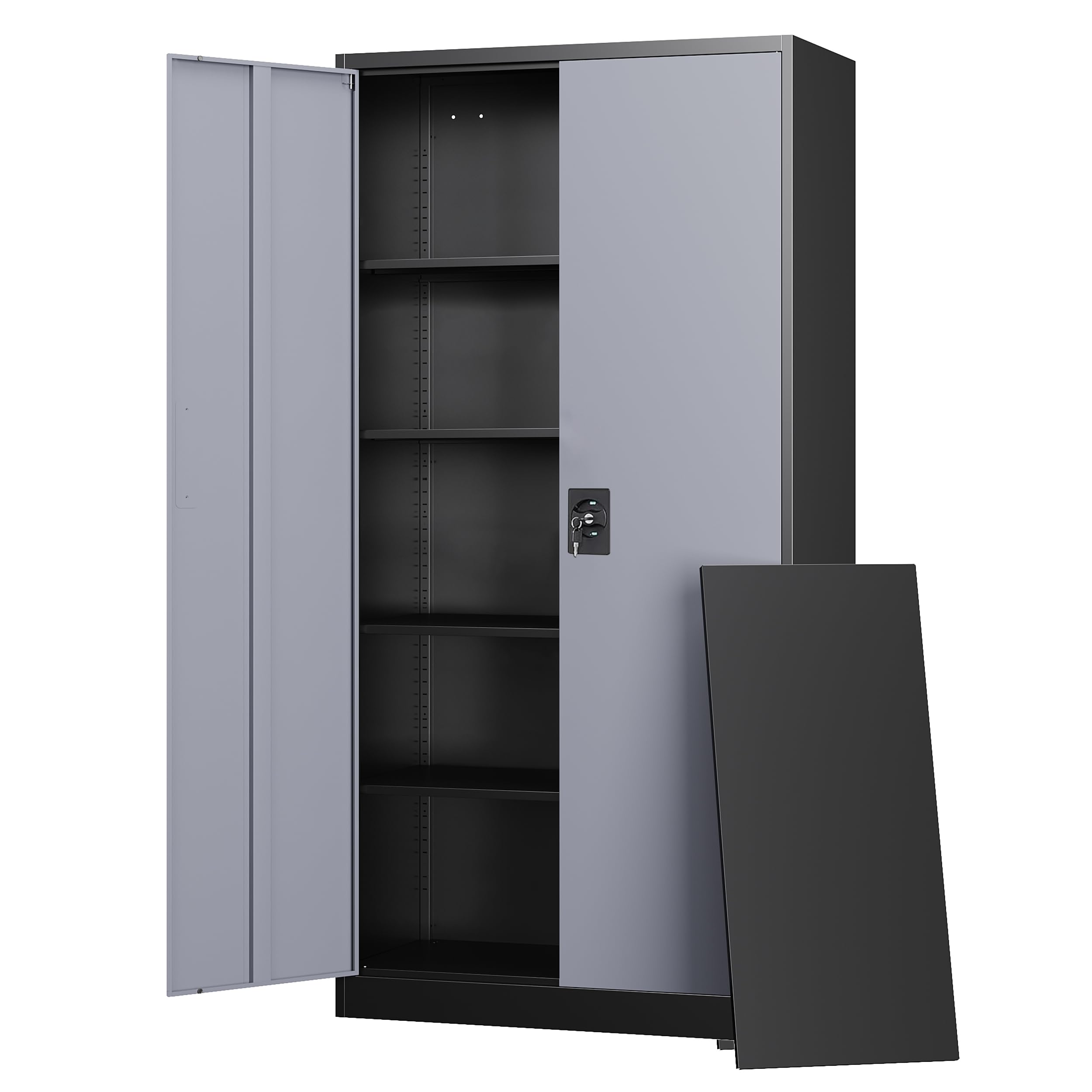 Letaya Metal Garage Storage Cabinets with Lock Door and Adjustable Shelves, Steel Tool Cabinets for Home,Office,Warehouse Organisieren (Black, 75" H)