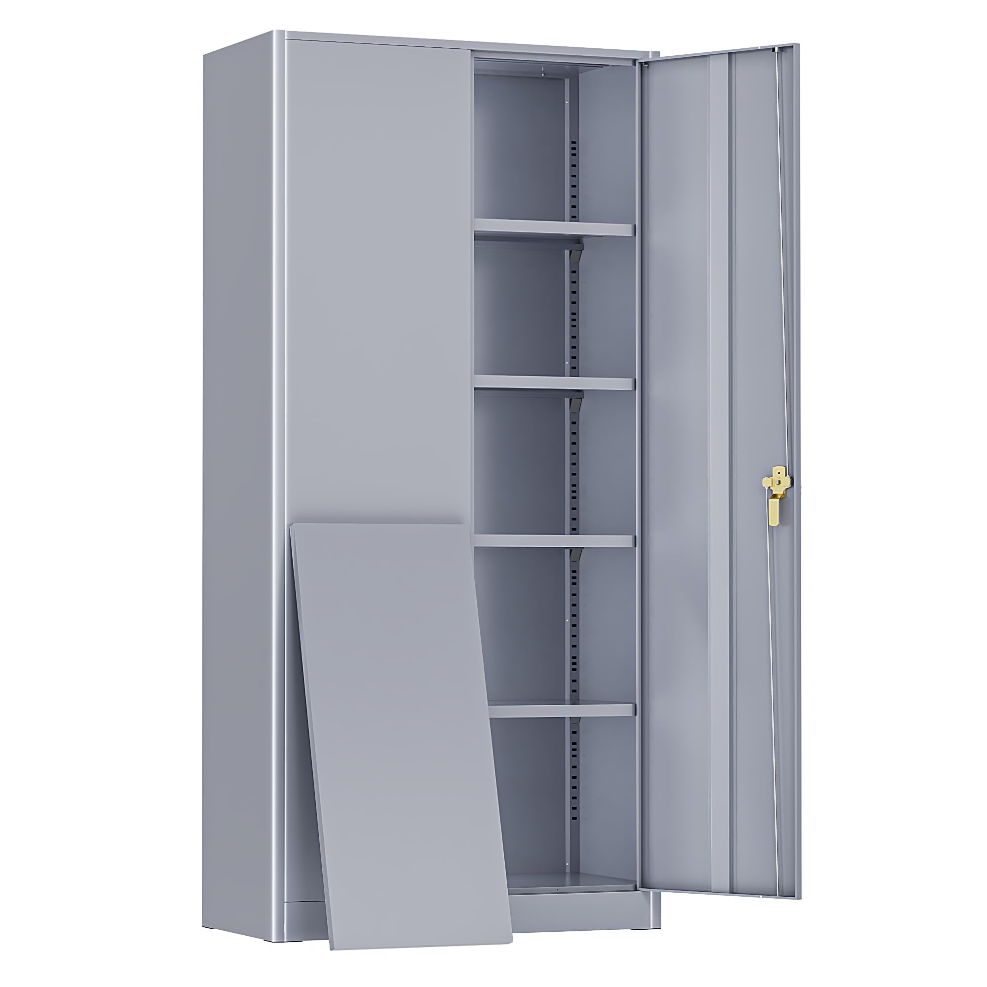 Greenvelly 72" H Metal Storage Cabinet, 36" W x 18" D Black Locking Metal Cabinet Garage Storage Cabinet with Doors and 4 Adjustable Shelves, Lockable Steel Cabinets for Home Office, Garage, School