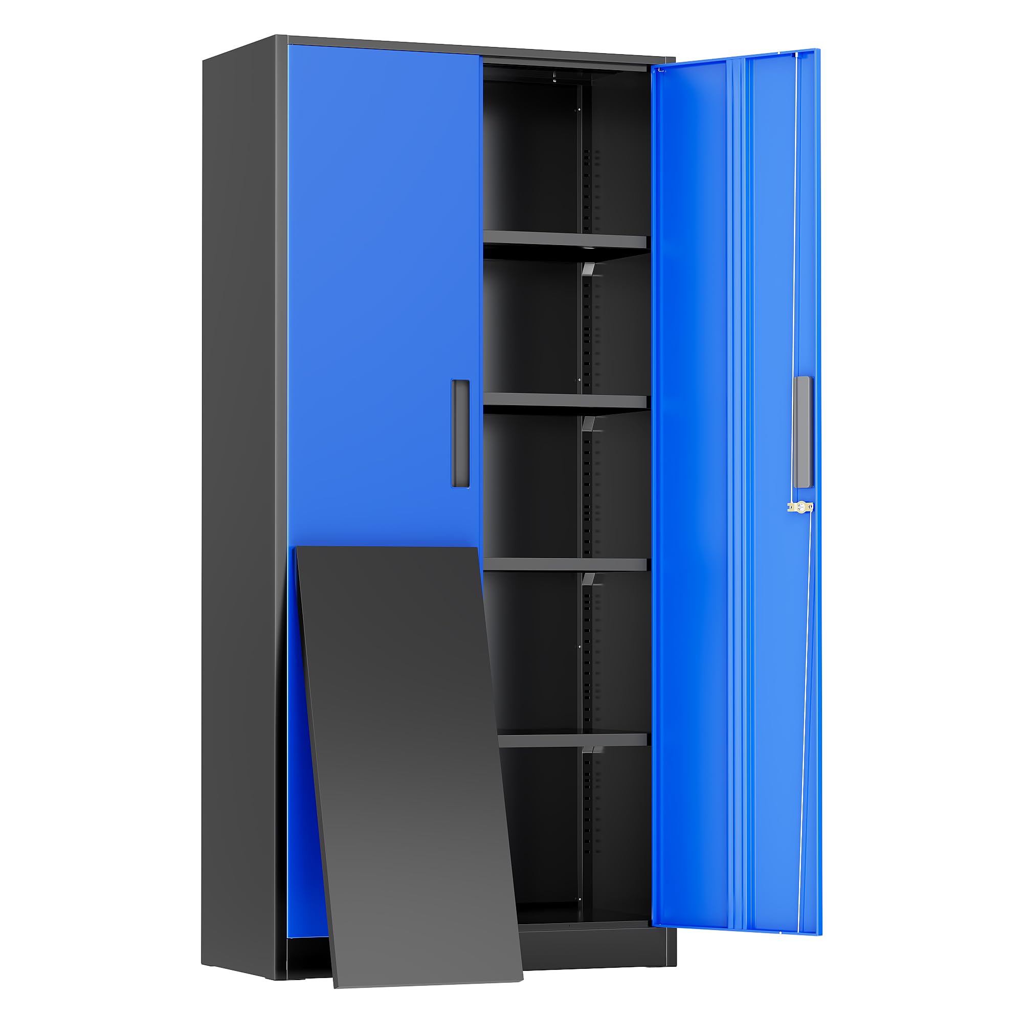 Greenvelly 72" H Metal Storage Cabinet, 36" W x 18" D Black Locking Metal Cabinet Garage Storage Cabinet with Doors and 4 Adjustable Shelves, Lockable Steel Cabinets for Home Office, Garage, School