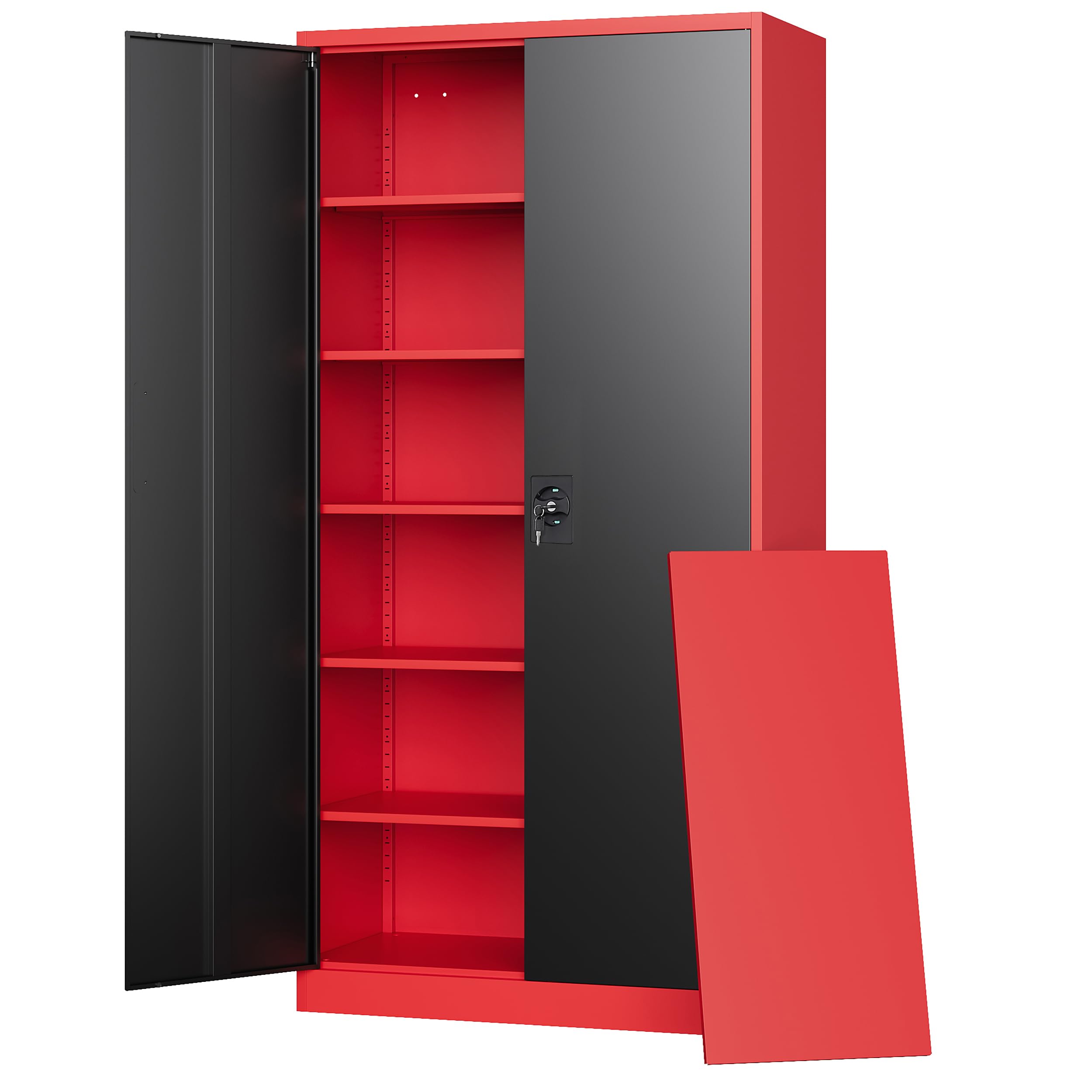 Letaya Metal Garage Storage Cabinets with Lock Door and Adjustable Shelves, Steel Tool Cabinets for Home,Office,Warehouse Organisieren (Black, 75" H)