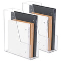 CiWiVOKi Vertical File Holder, Clear PET Desk Organizer and Storage Bins Holding for Magazines, Binders, Notebooks, Envelopes, Multi-purpose Plastic Document Organizer for Home Office, 4 pack